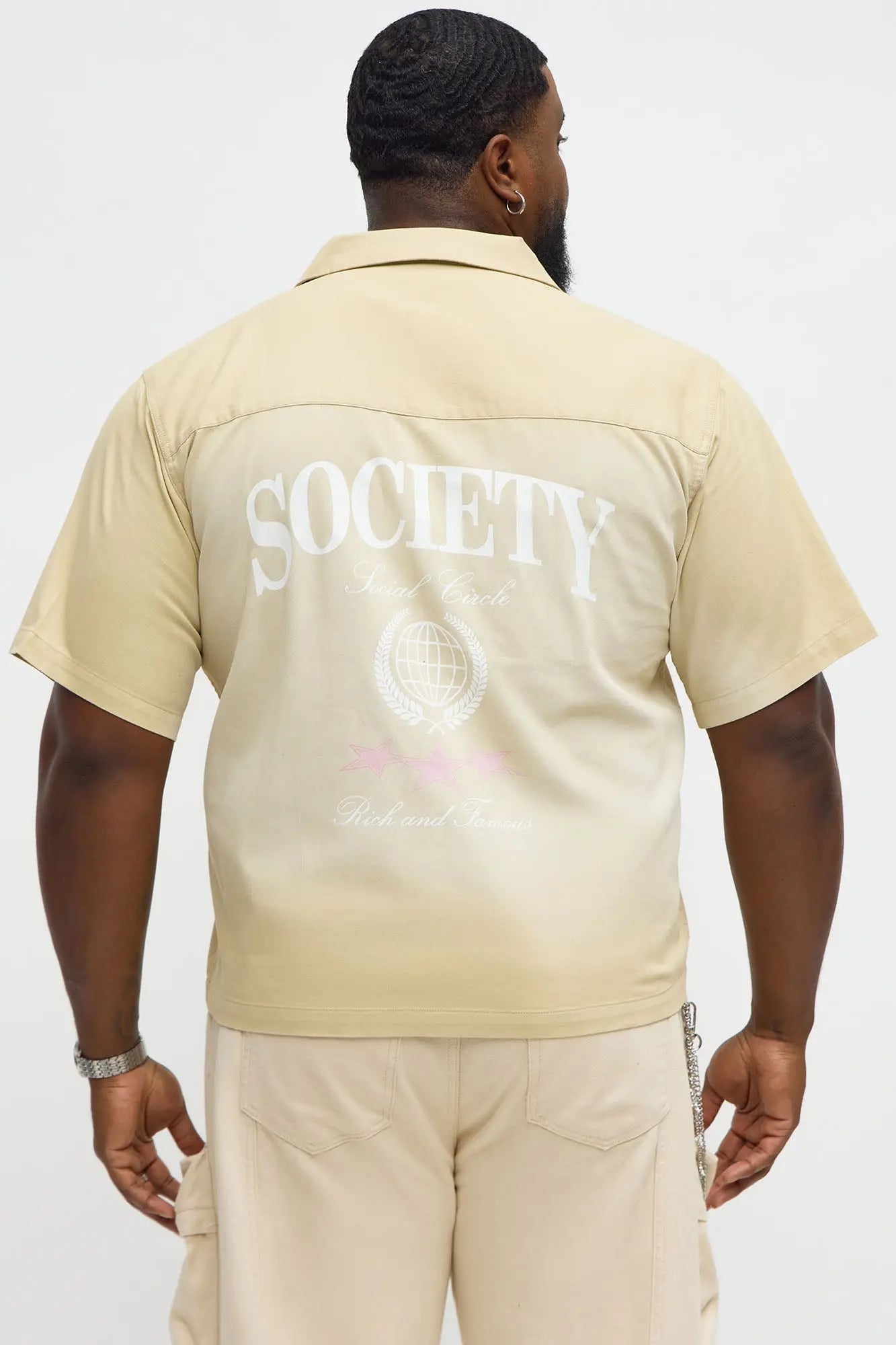 Society Washed Fabric Button Up Shirt - Tan