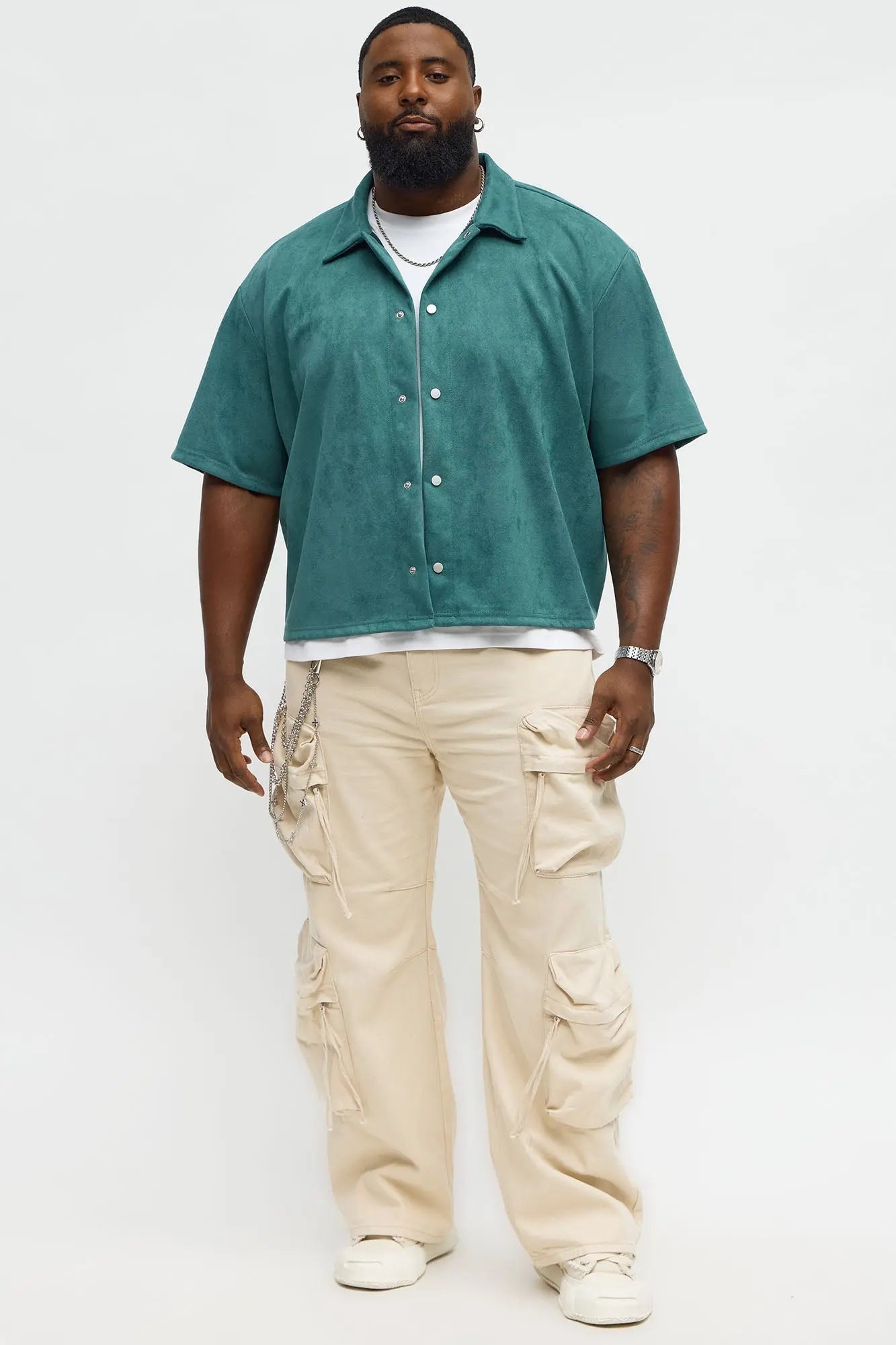 Relaxed Suede NO. 9 Button Up Shirt - Hunter Green