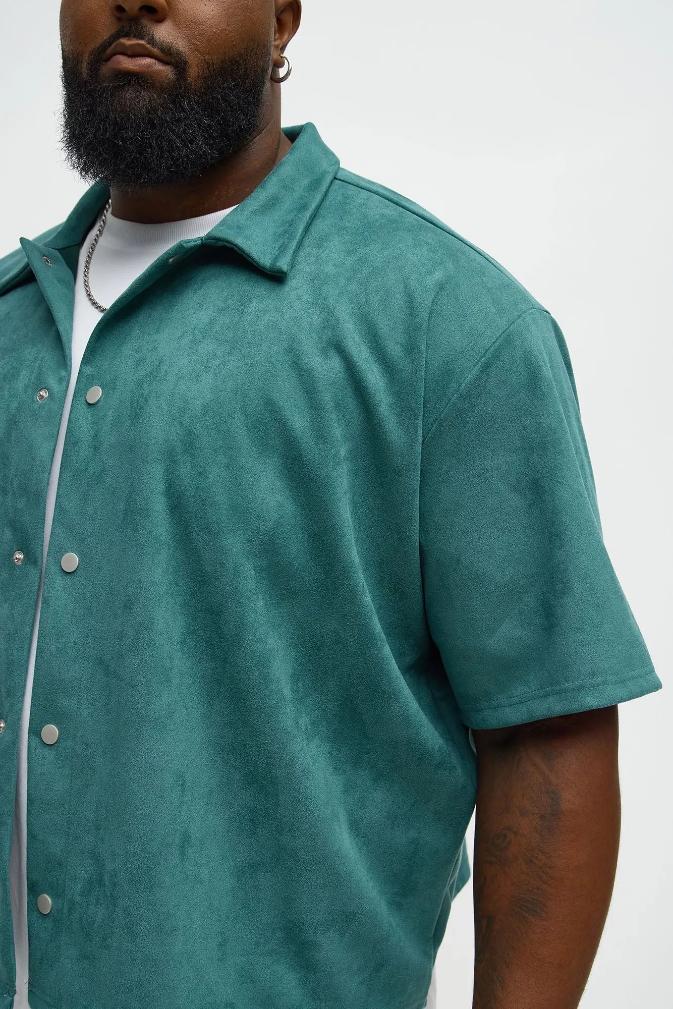 Relaxed Suede NO. 9 Button Up Shirt - Hunter Green