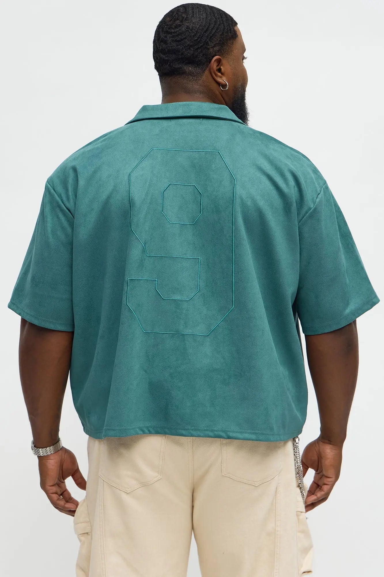 Relaxed Suede NO. 9 Button Up Shirt - Hunter Green