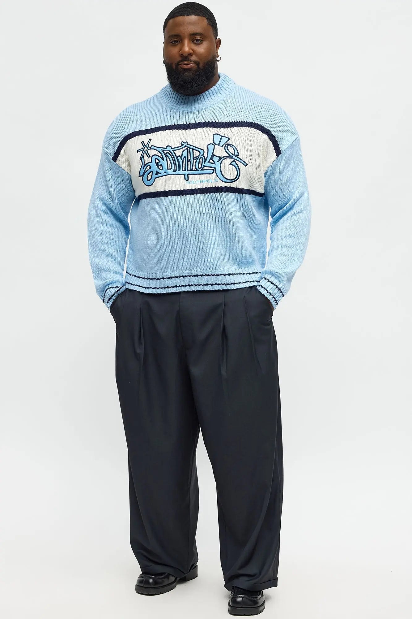 Southpole Turtleneck Pullover Sweater - Light Blue