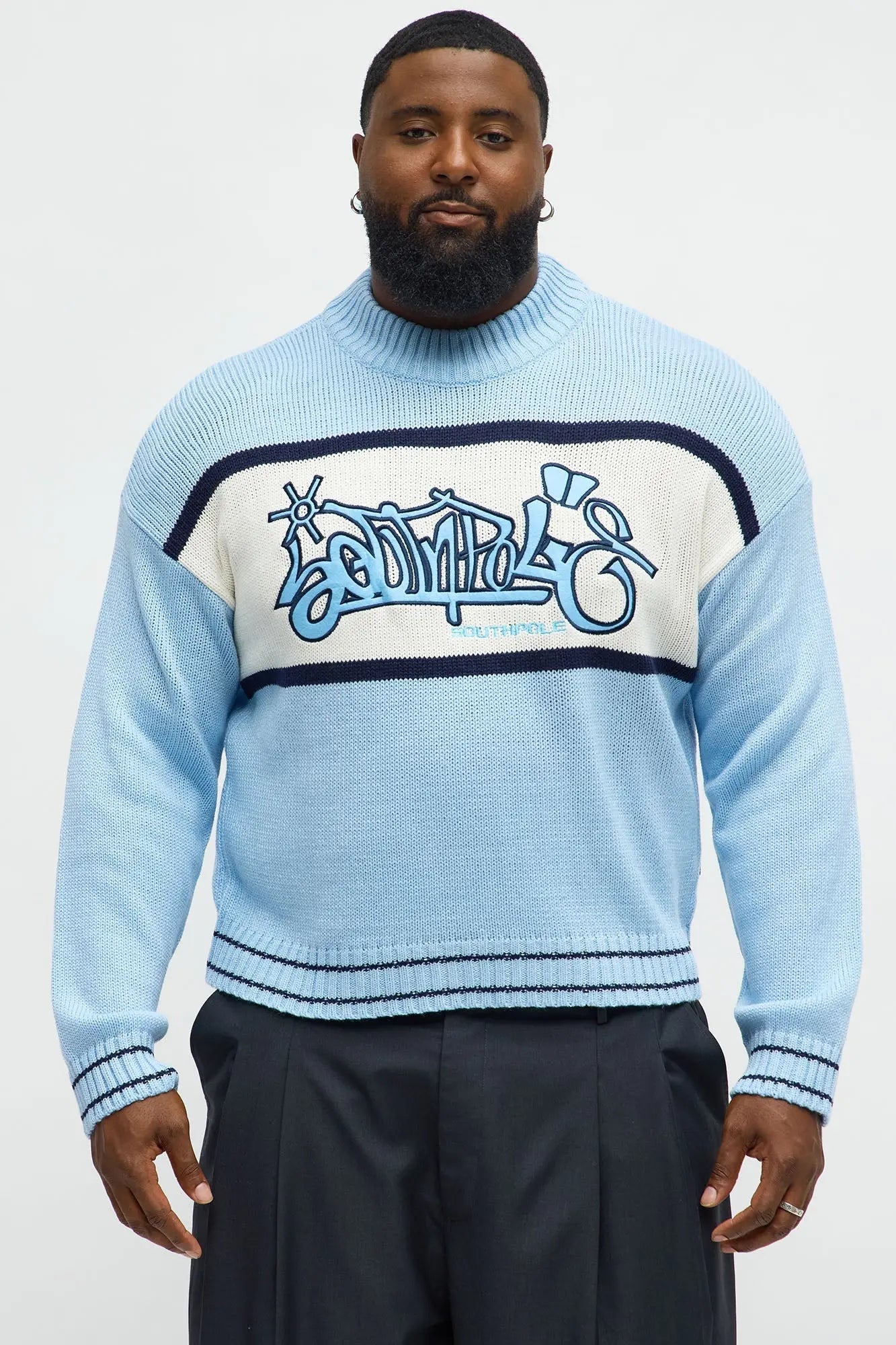 Southpole Turtleneck Pullover Sweater - Light Blue