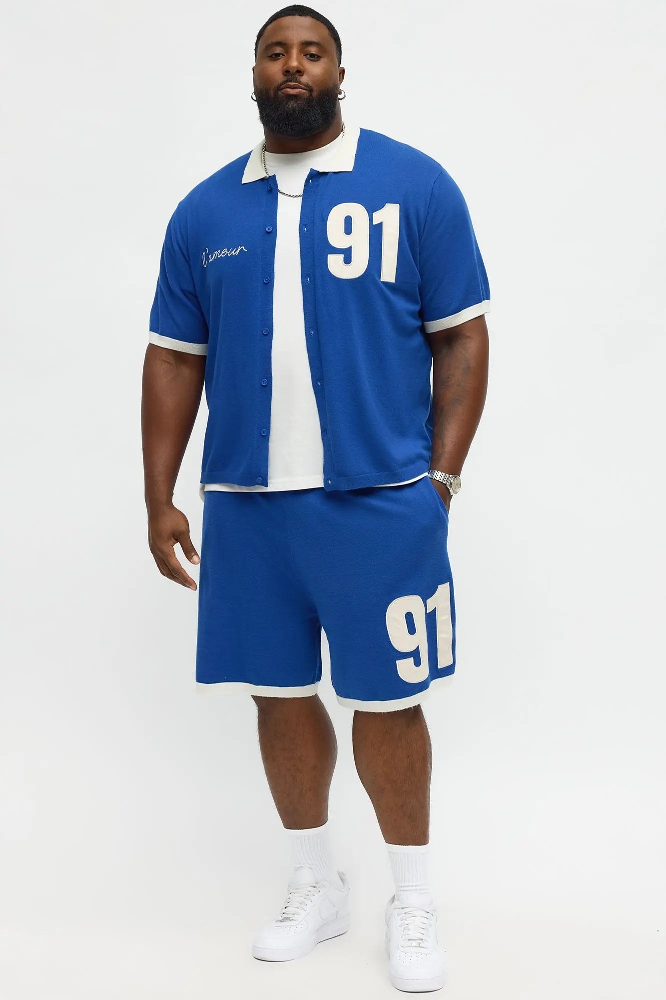 Regular Fit 91 Sweater Button Up Shirt - Blue
