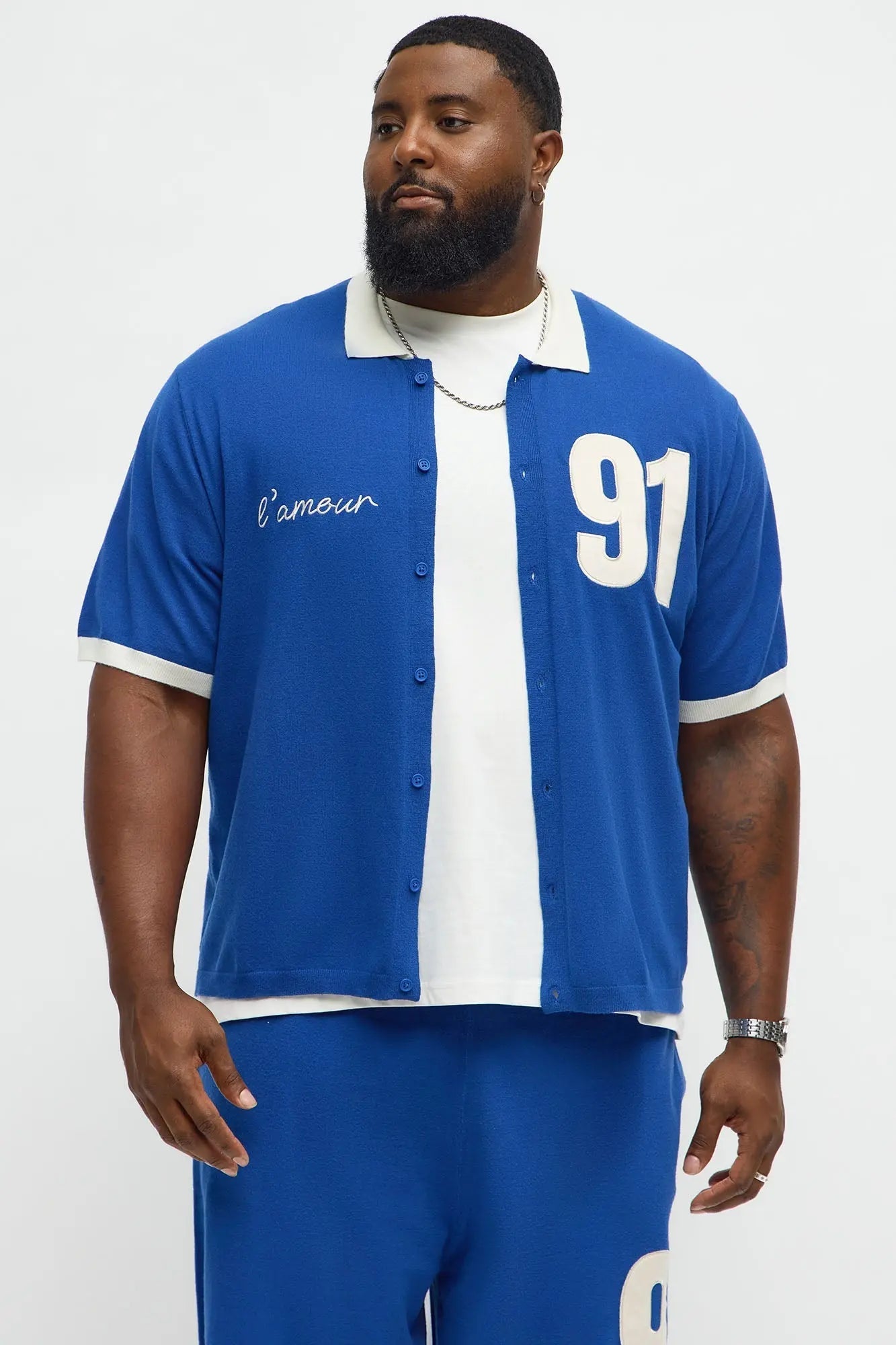 Regular Fit 91 Sweater Button Up Shirt - Blue