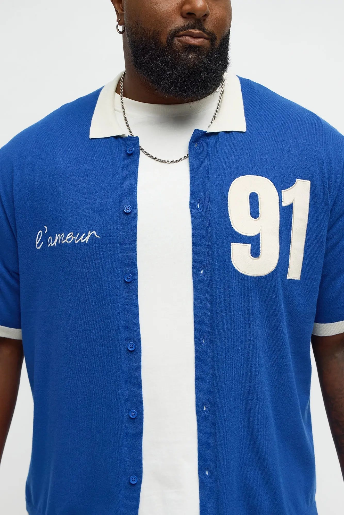Regular Fit 91 Sweater Button Up Shirt - Blue