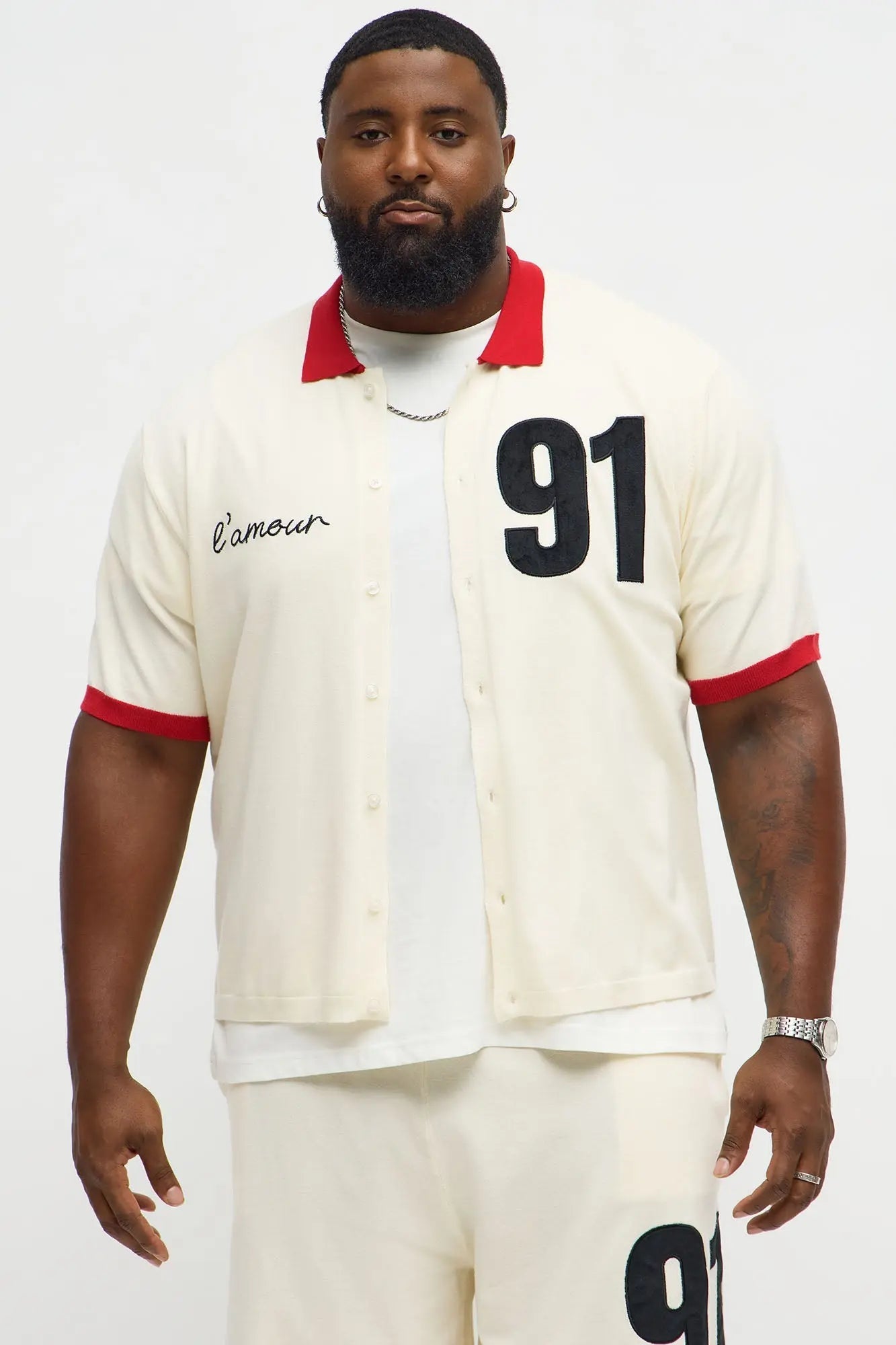 Regular Fit 91 Sweater Button Up Shirt - Cream