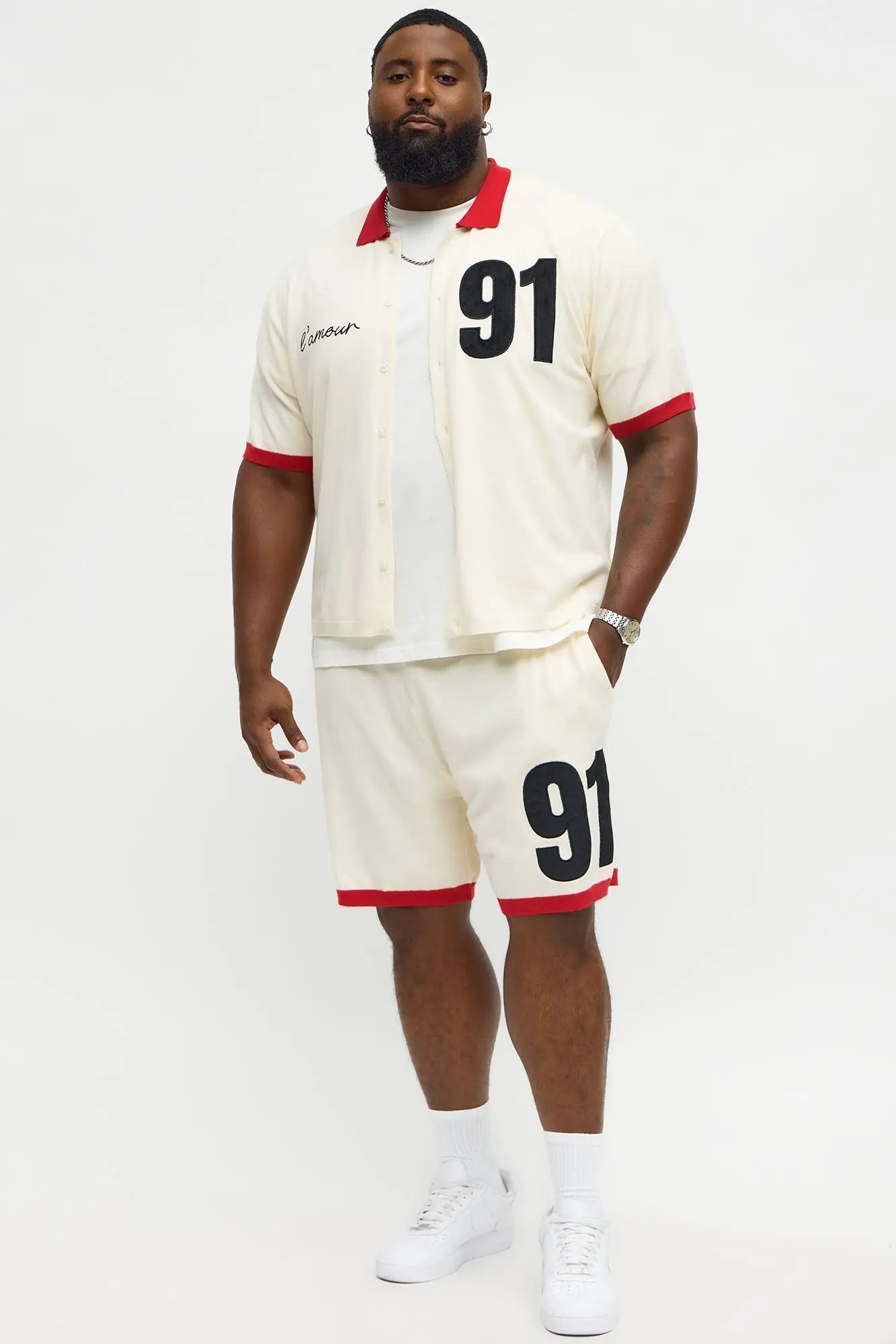 Relaxed Fit 91 Sweater Shorts - Cream
