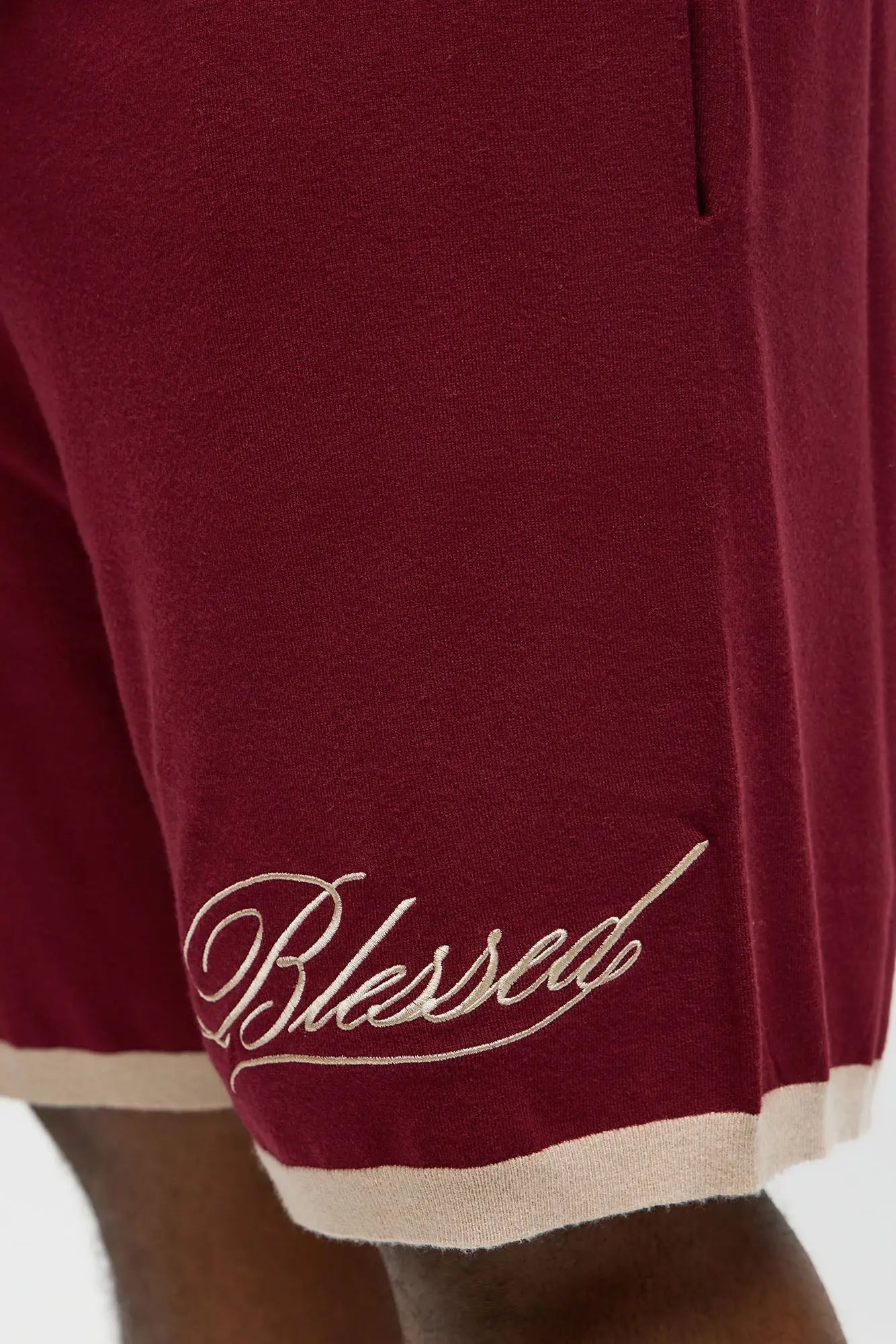 Relaxed Fit Blessed Shorts - Burgundy