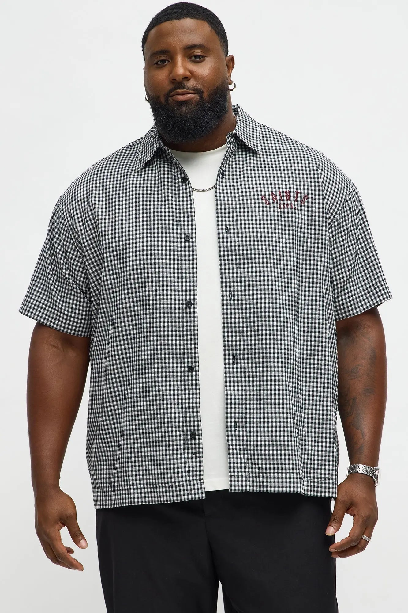 Saints Motorcycle Button Up Shirt - Black