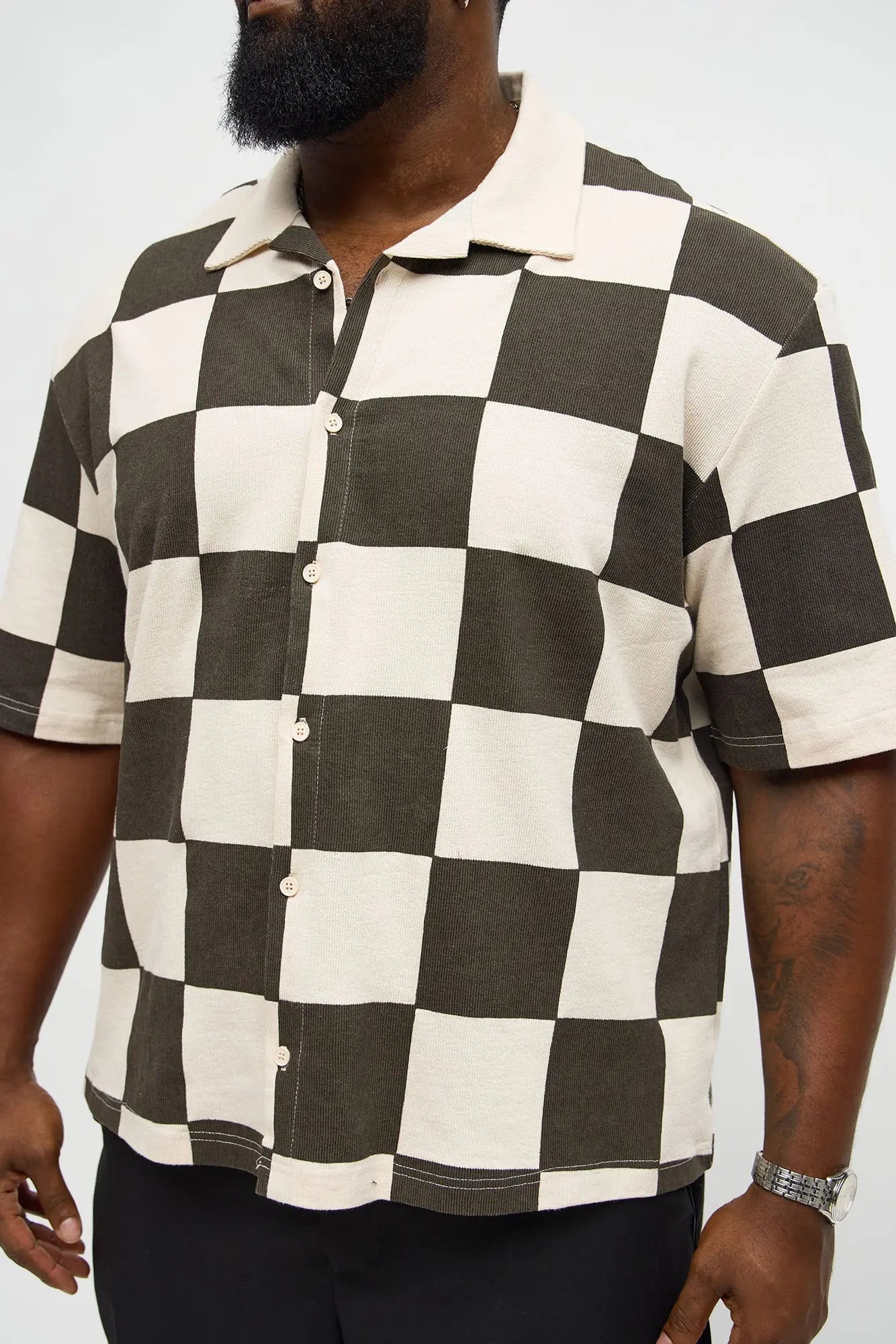 Checkered Button Up Shirt - Black/White