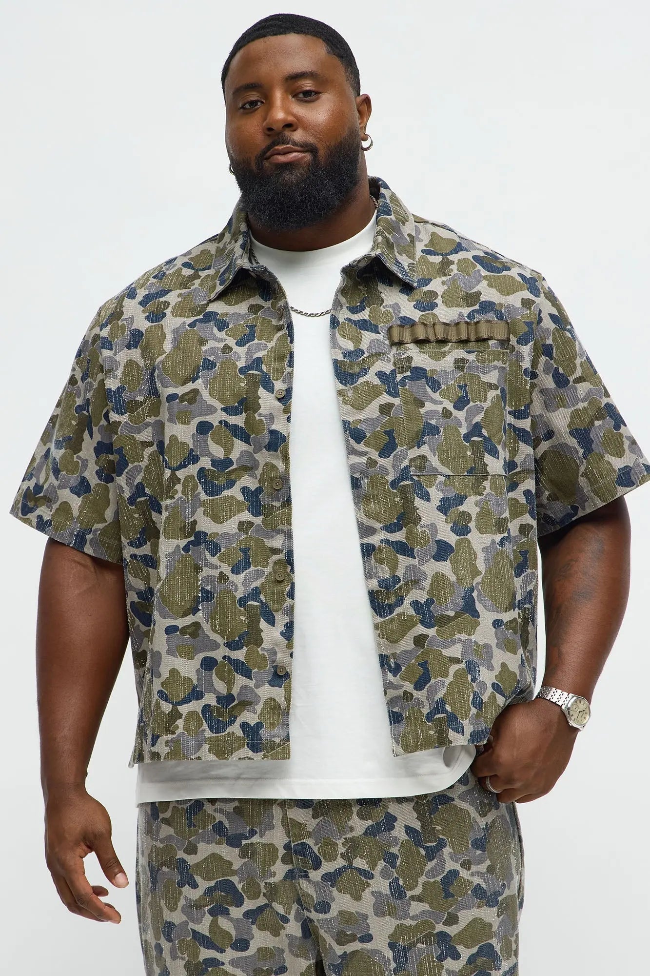 Relaxed Cropped Urban Opps Camo Short Sleeve Shirt - Camouflage