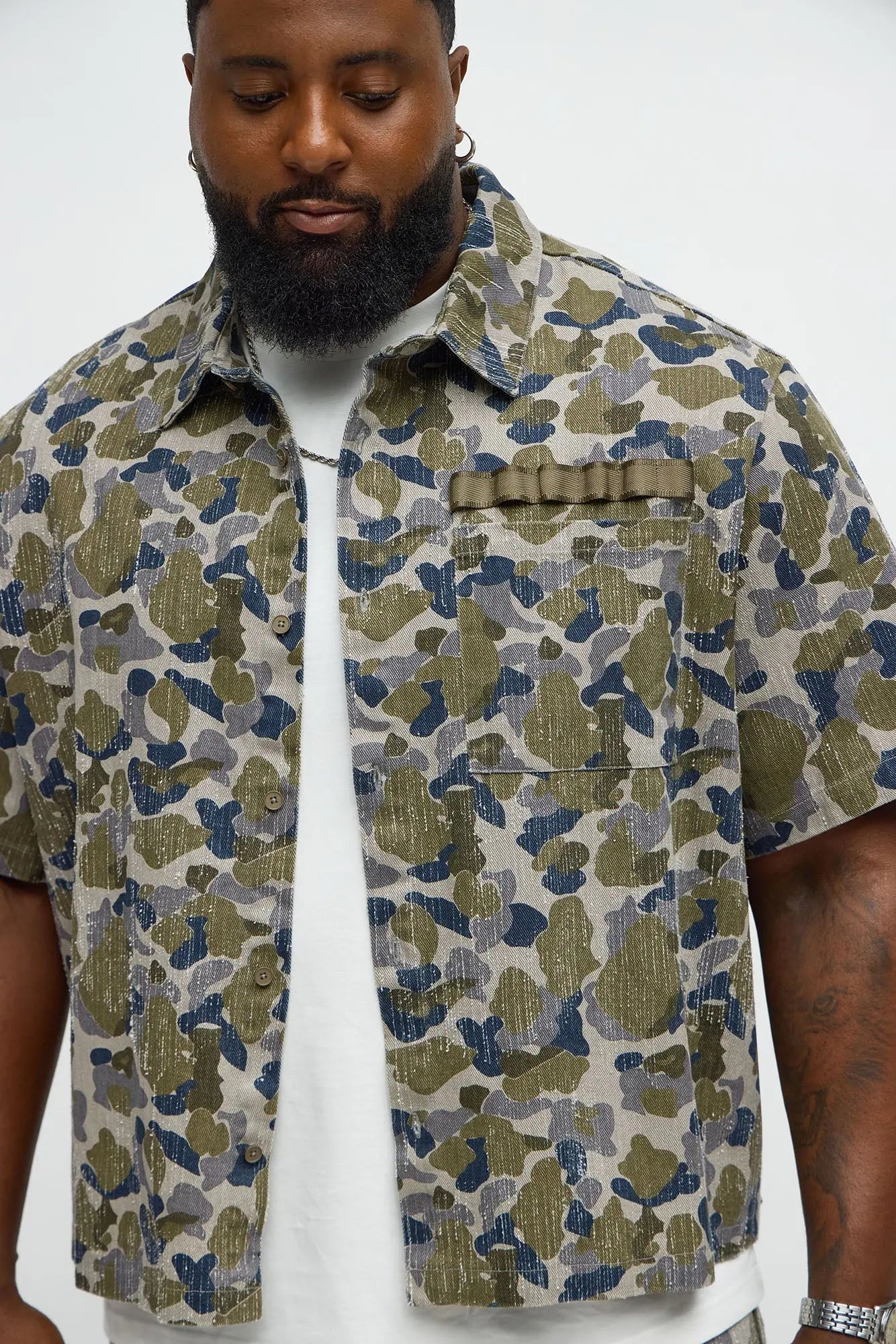 Relaxed Cropped Urban Opps Camo Short Sleeve Shirt - Camouflage