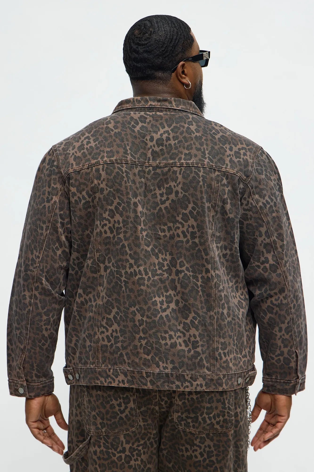 We WIldin Leopard Denim Trucker Jacket - Brown
