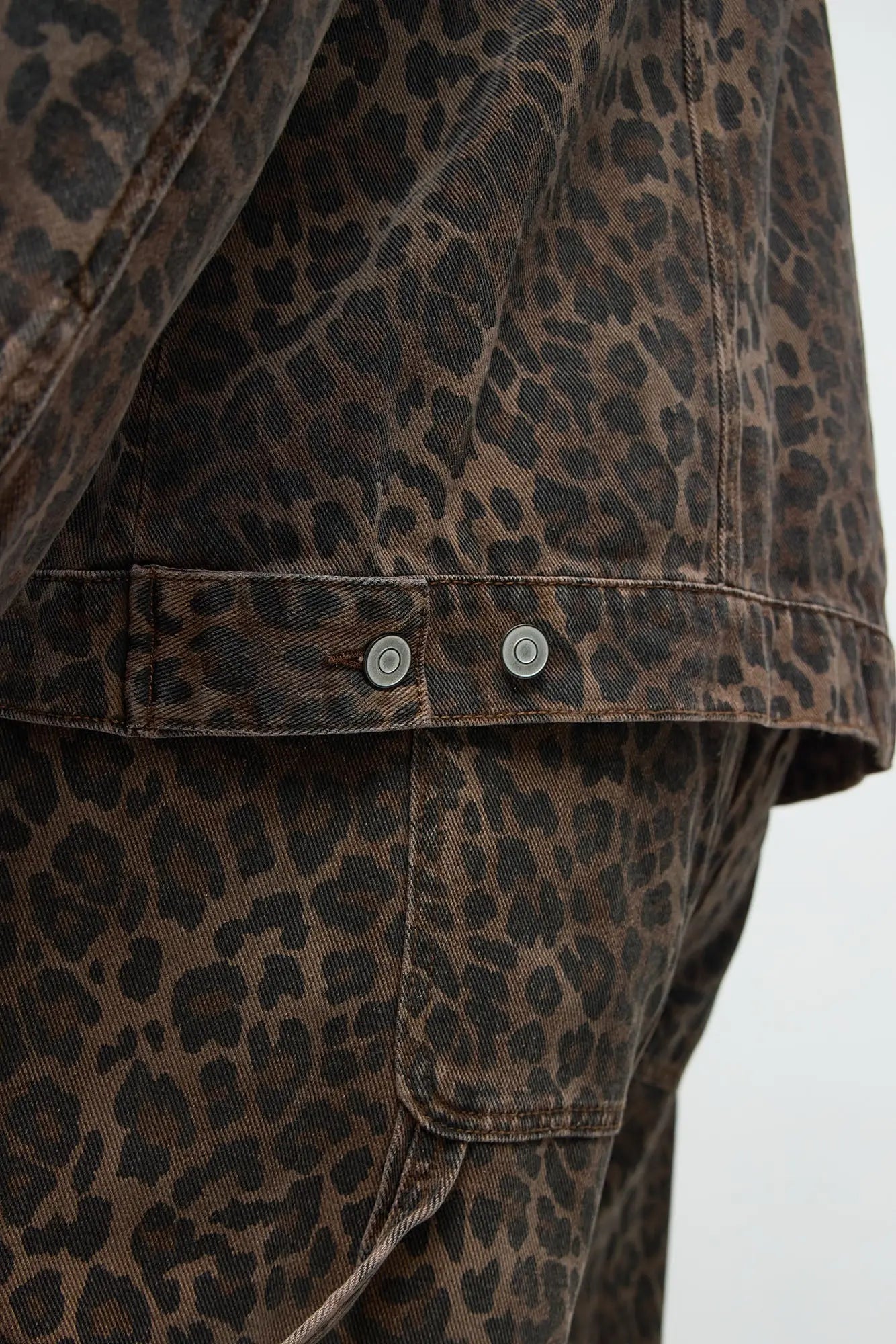 We WIldin Leopard Denim Trucker Jacket - Brown