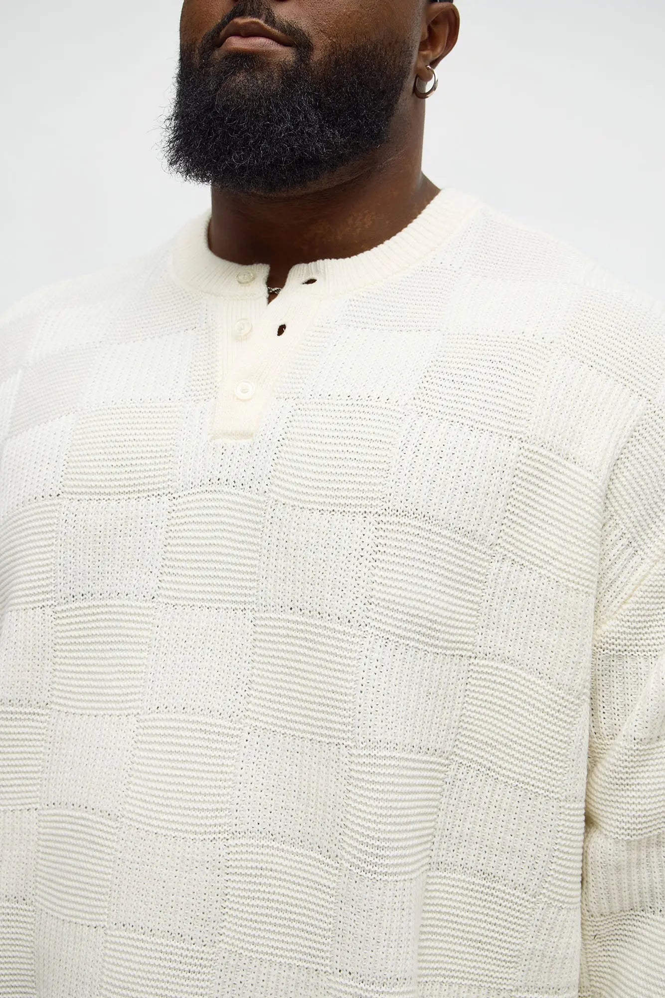Cropped Hearth And Hem 3 Button Sweater - Cream