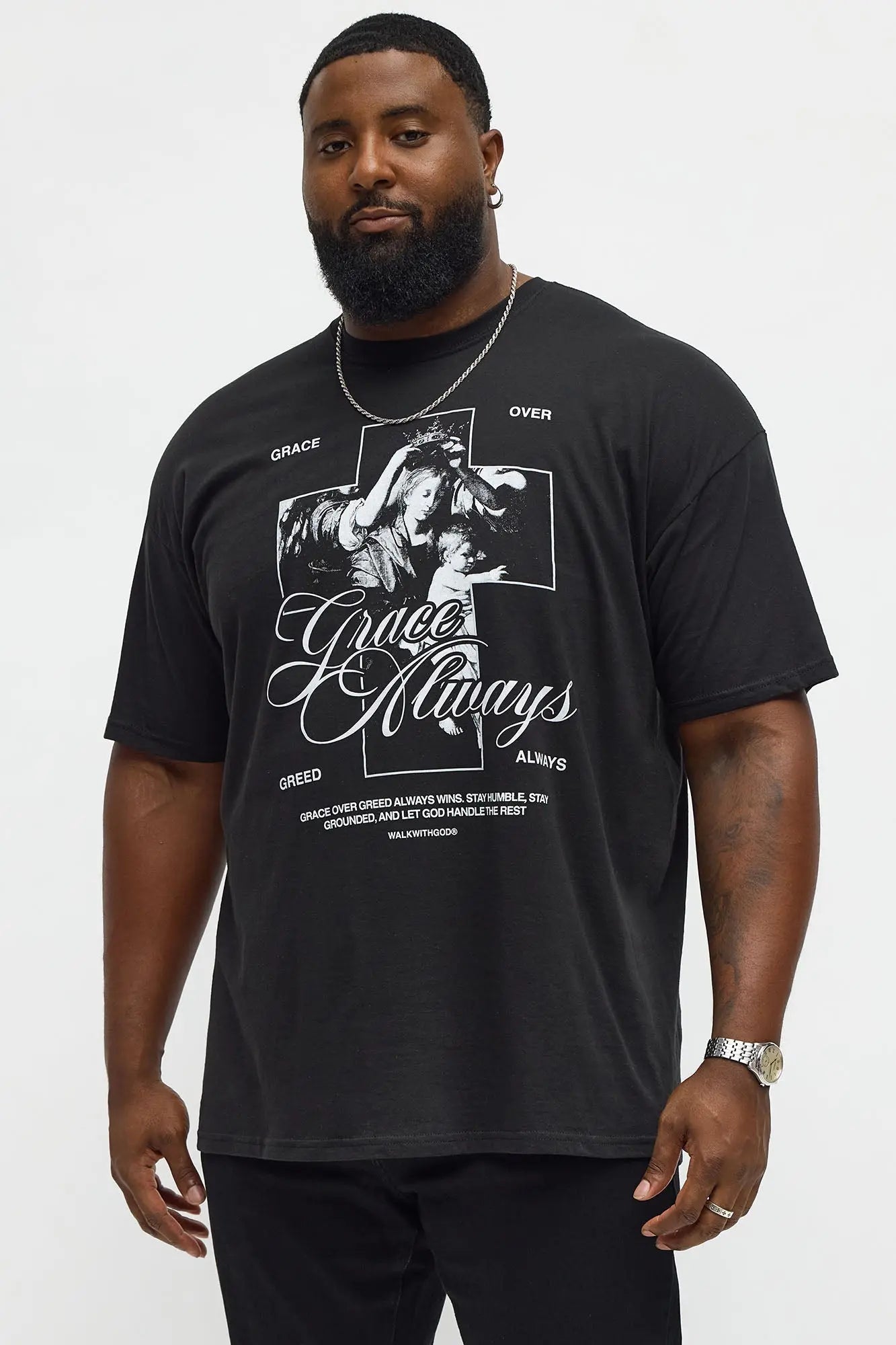 Grace Always Prevails Short Sleeve Tee - Black