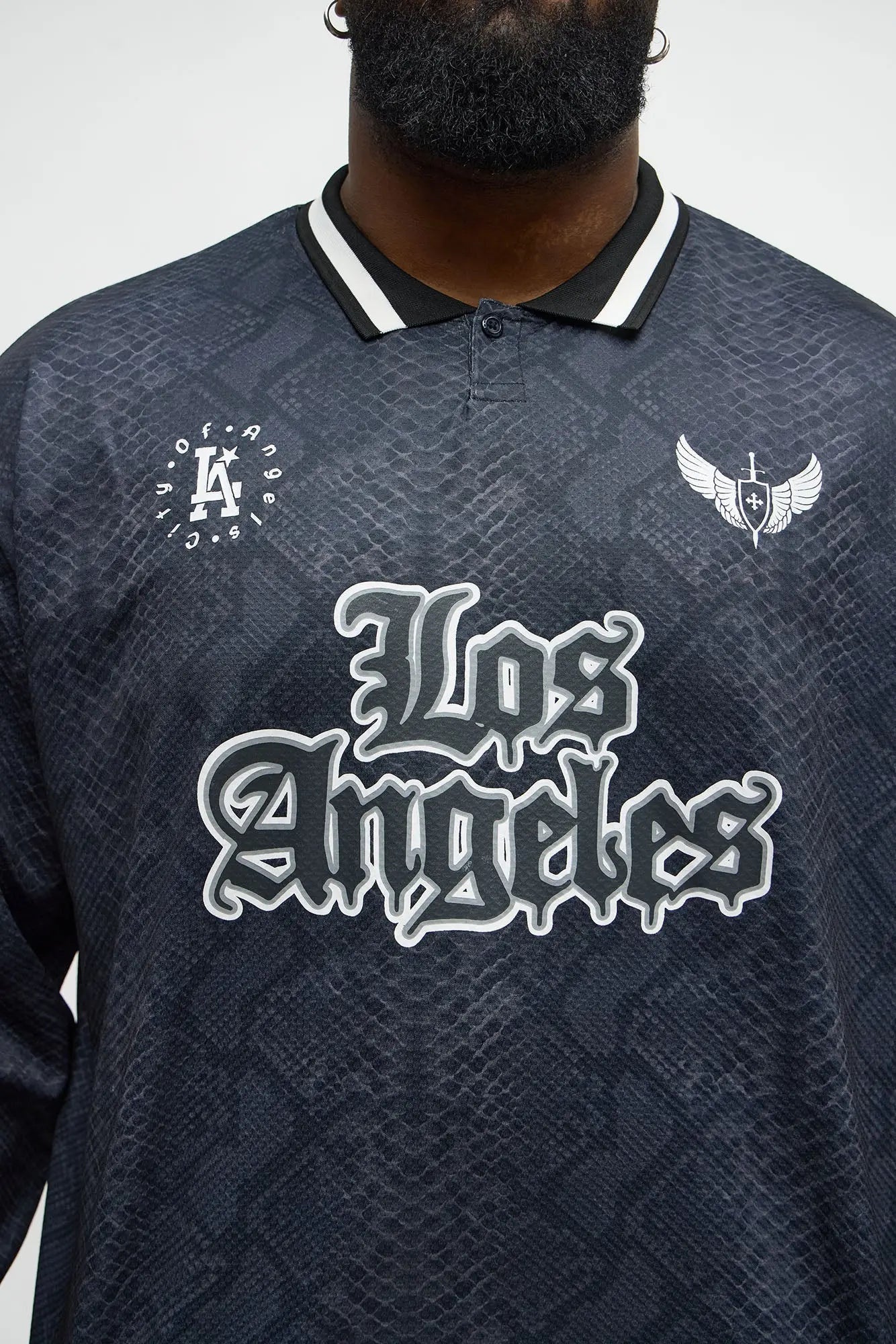 Los Angeles Long Sleeve Jersey Polo - Black