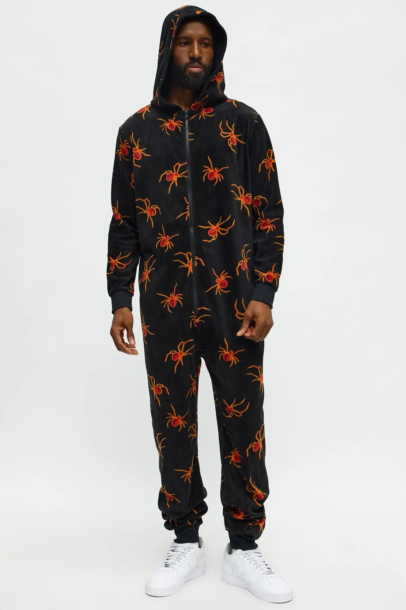 Night Crawler Hooded Halloween Onesie - Black/Orange