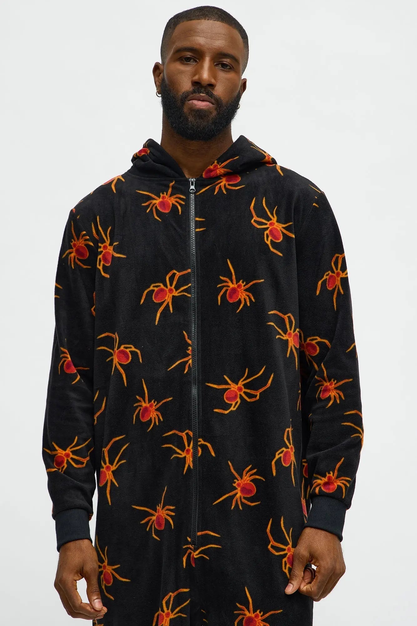 Night Crawler Hooded Halloween Onesie - Black/Orange