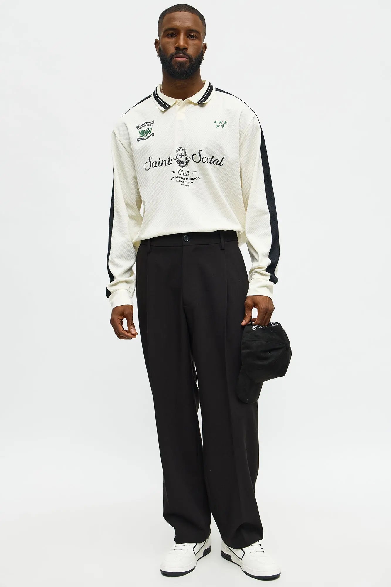 Saints Social Long Sleeve Jersey Polo - Ivory