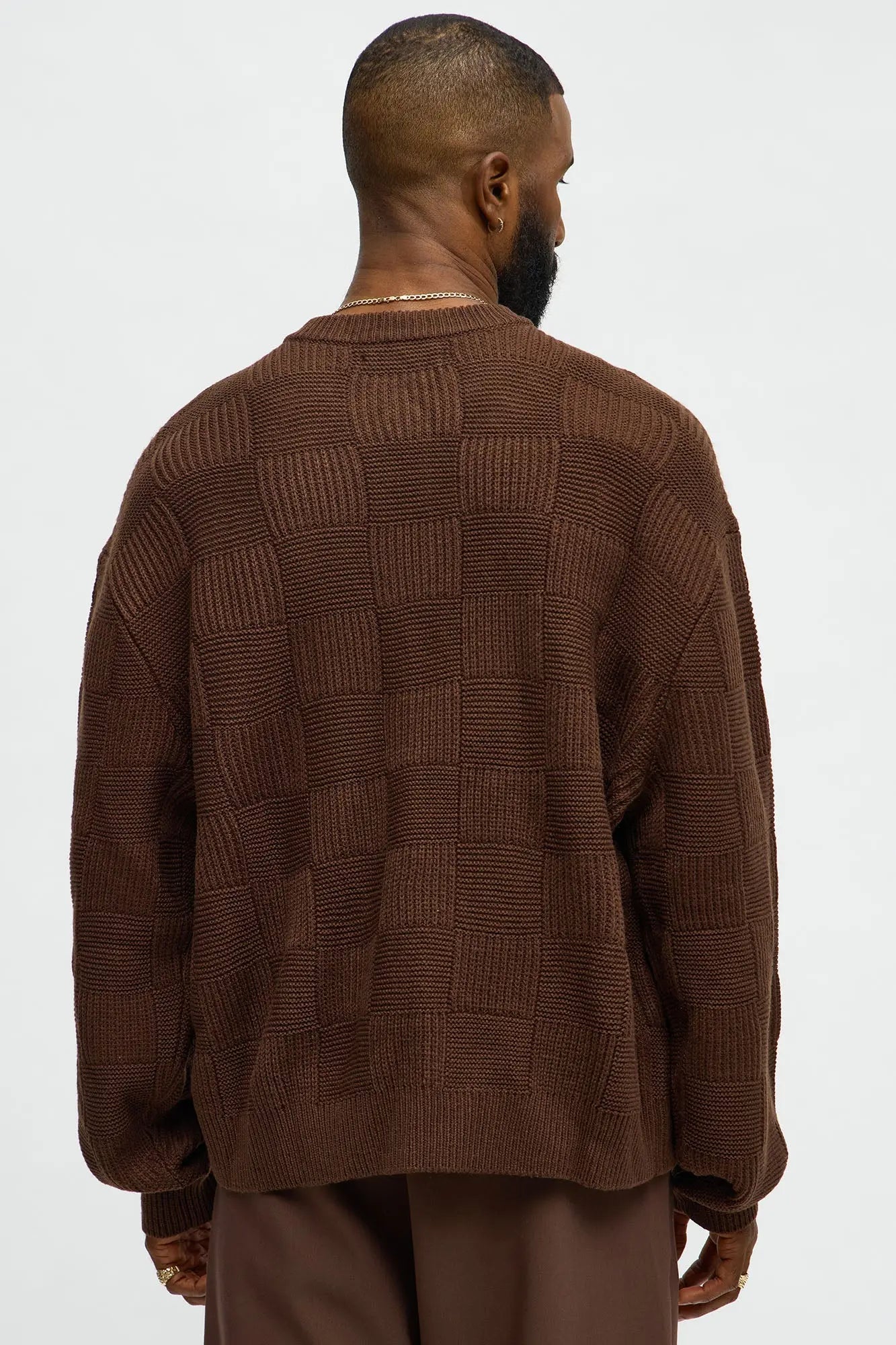 Cropped Hearth And Hem 3 Button Sweater - Brown