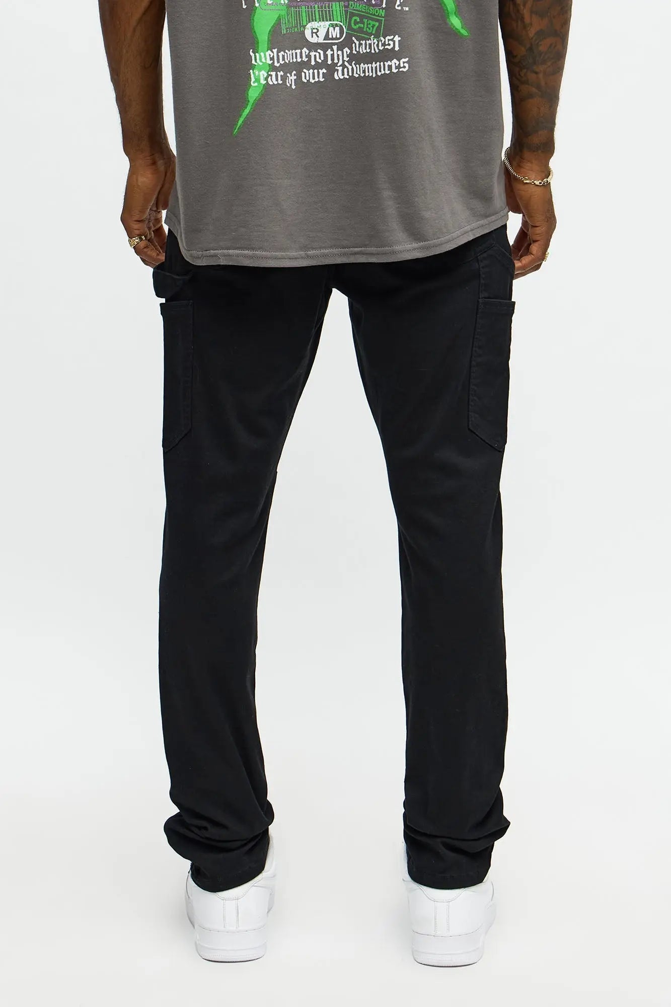 Stacked Skinny Carpenter Zipper Pant - Black
