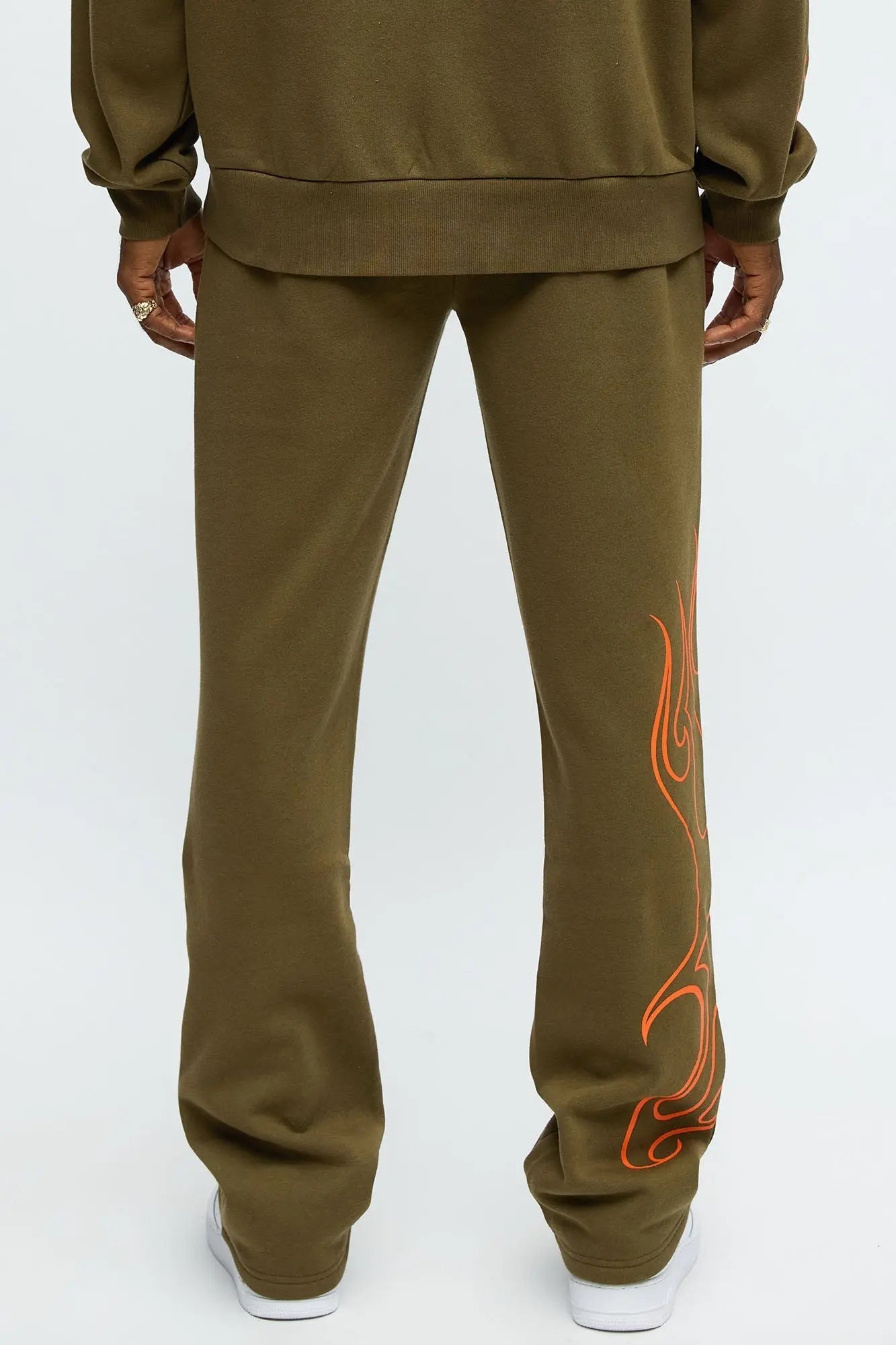 Von Dutch Fire Logo Baggy Sweatpants - Olive