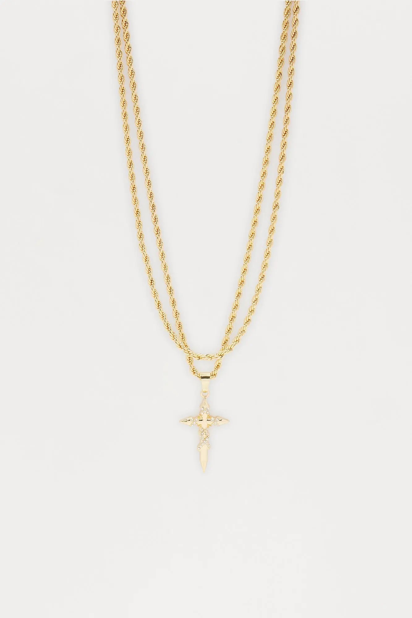 Divine Cross Necklace Set - Gold