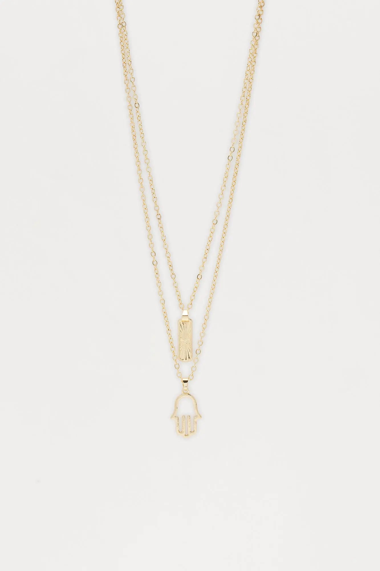 Hamsa & Amulet Necklace Set - Gold