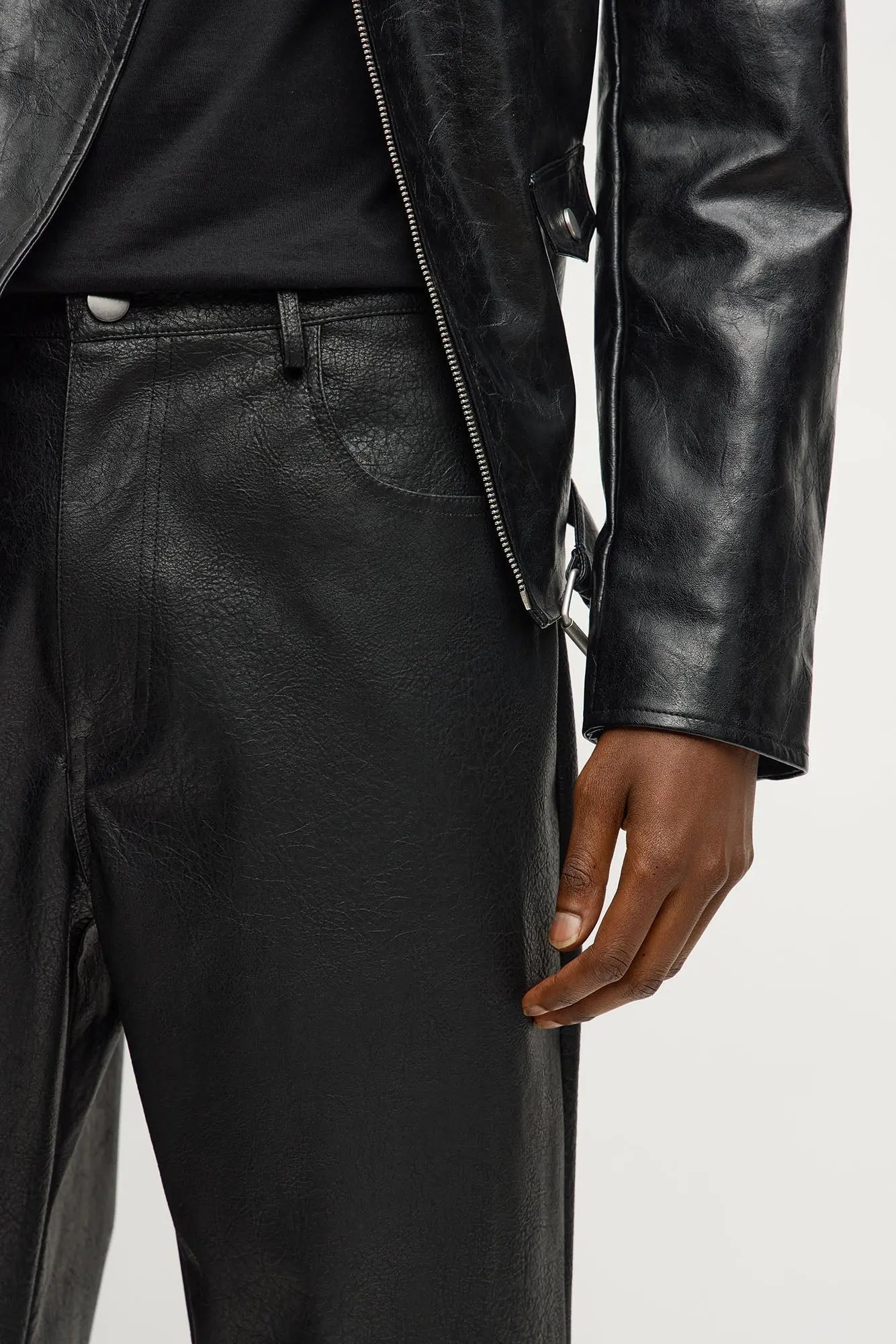 Straight Luxury Living Faux Leather Pant - Black