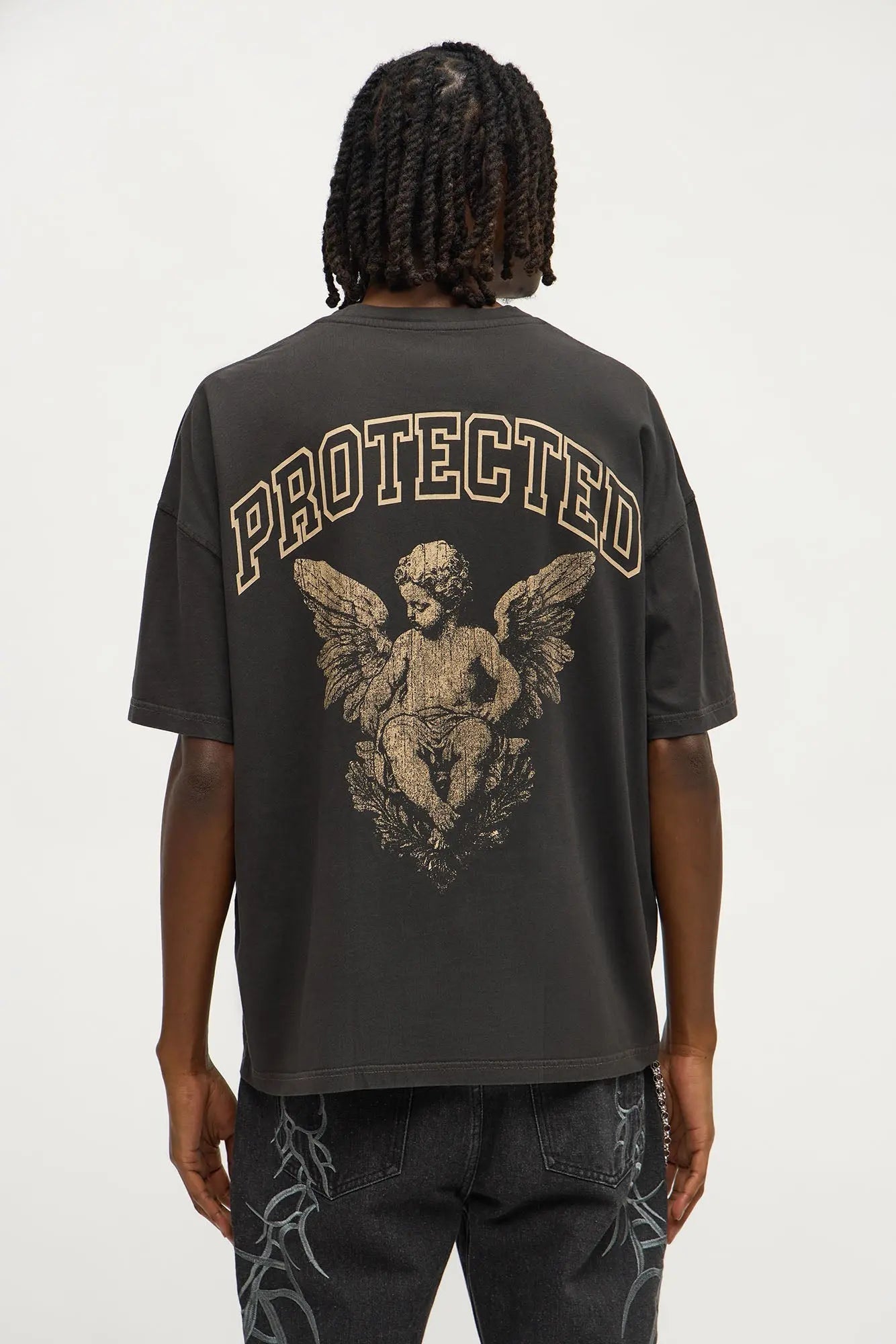 Divinely Protected Oversized Short Sleeve Tee - Black Wash
