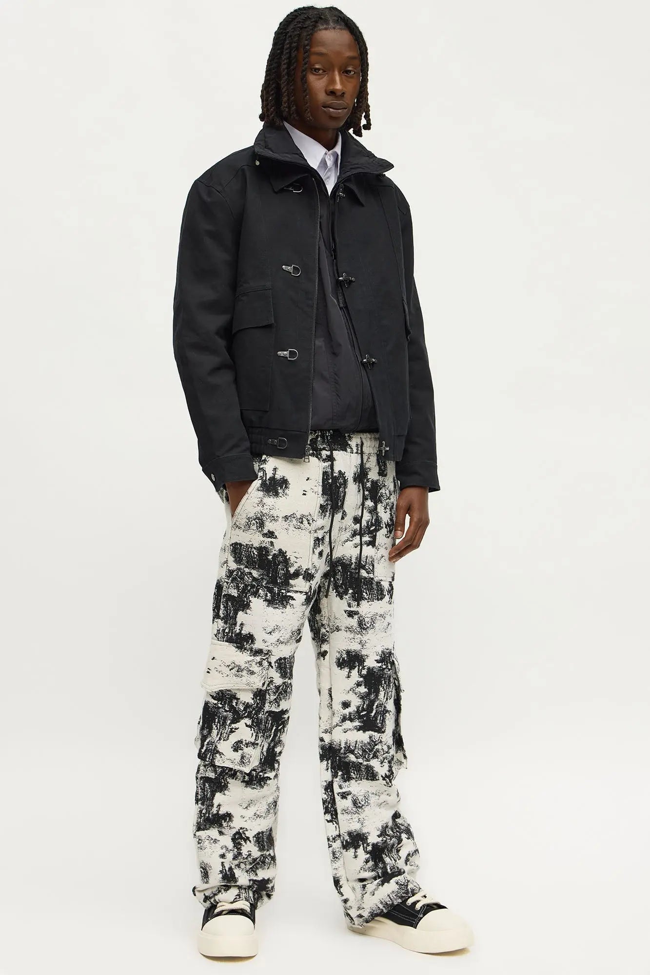 Relaxed Canvas Fireman Clasp Jacket - Black Wash