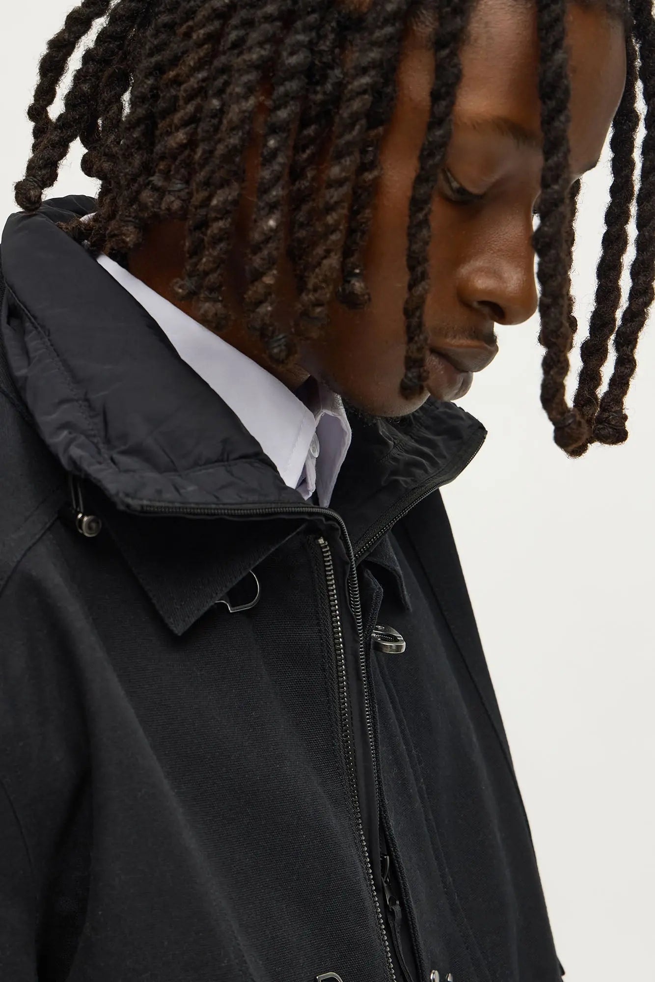 Relaxed Canvas Fireman Clasp Jacket - Black Wash