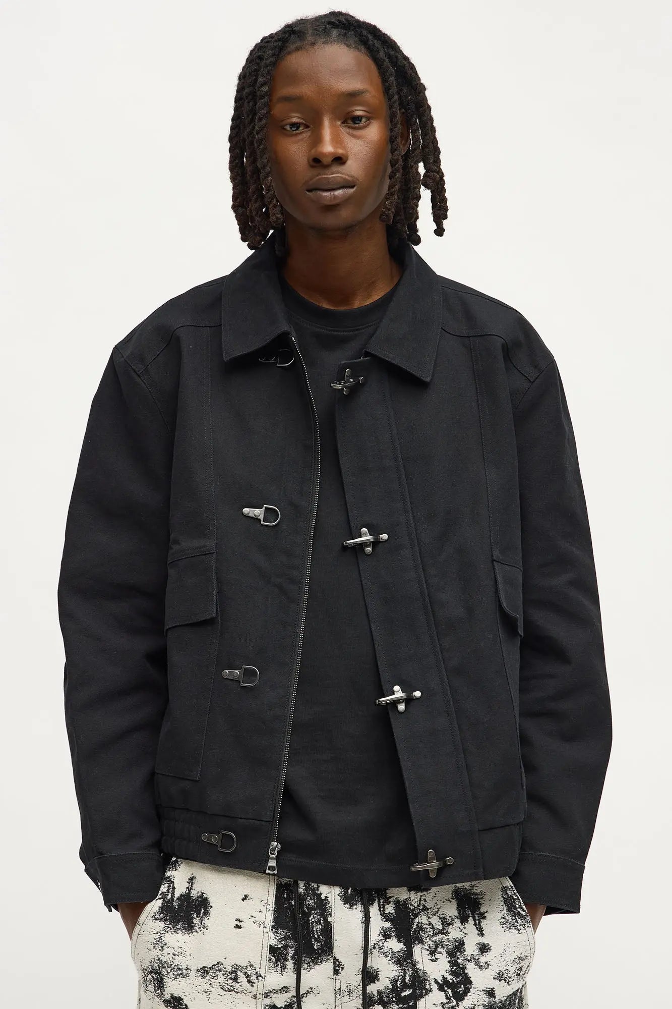 Relaxed Canvas Fireman Clasp Jacket - Black Wash