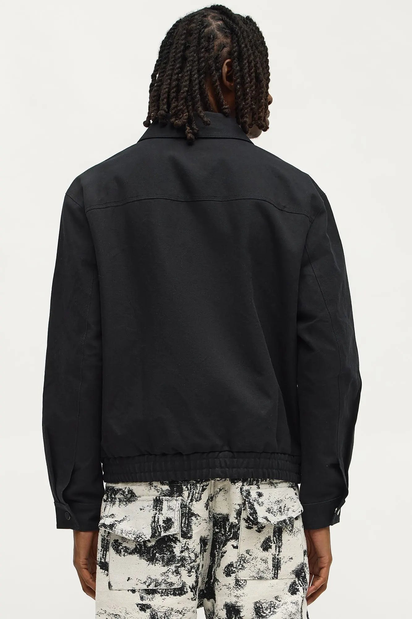 Relaxed Canvas Fireman Clasp Jacket - Black Wash
