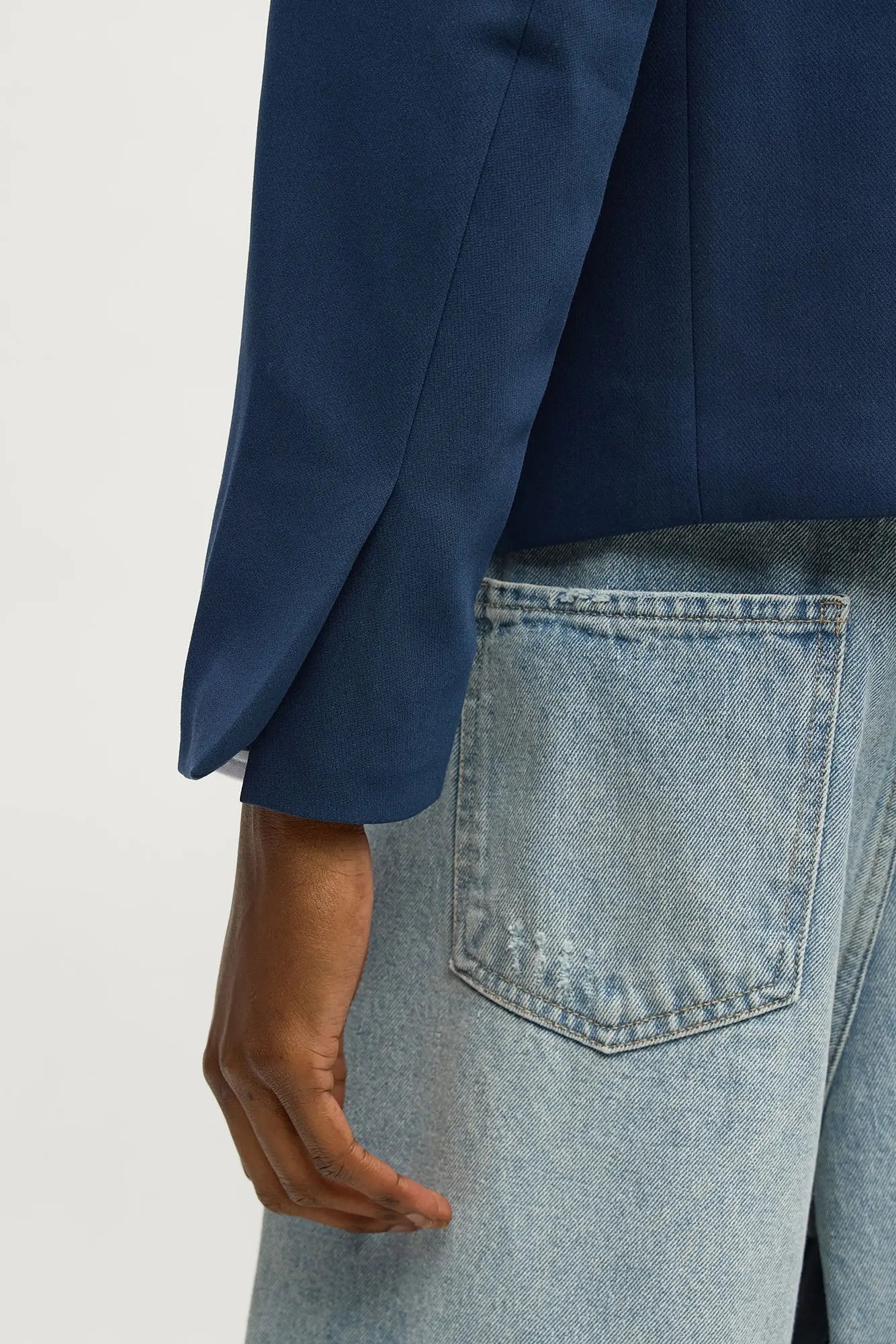 Ronan Cropped Double Breasted Blazer - Navy