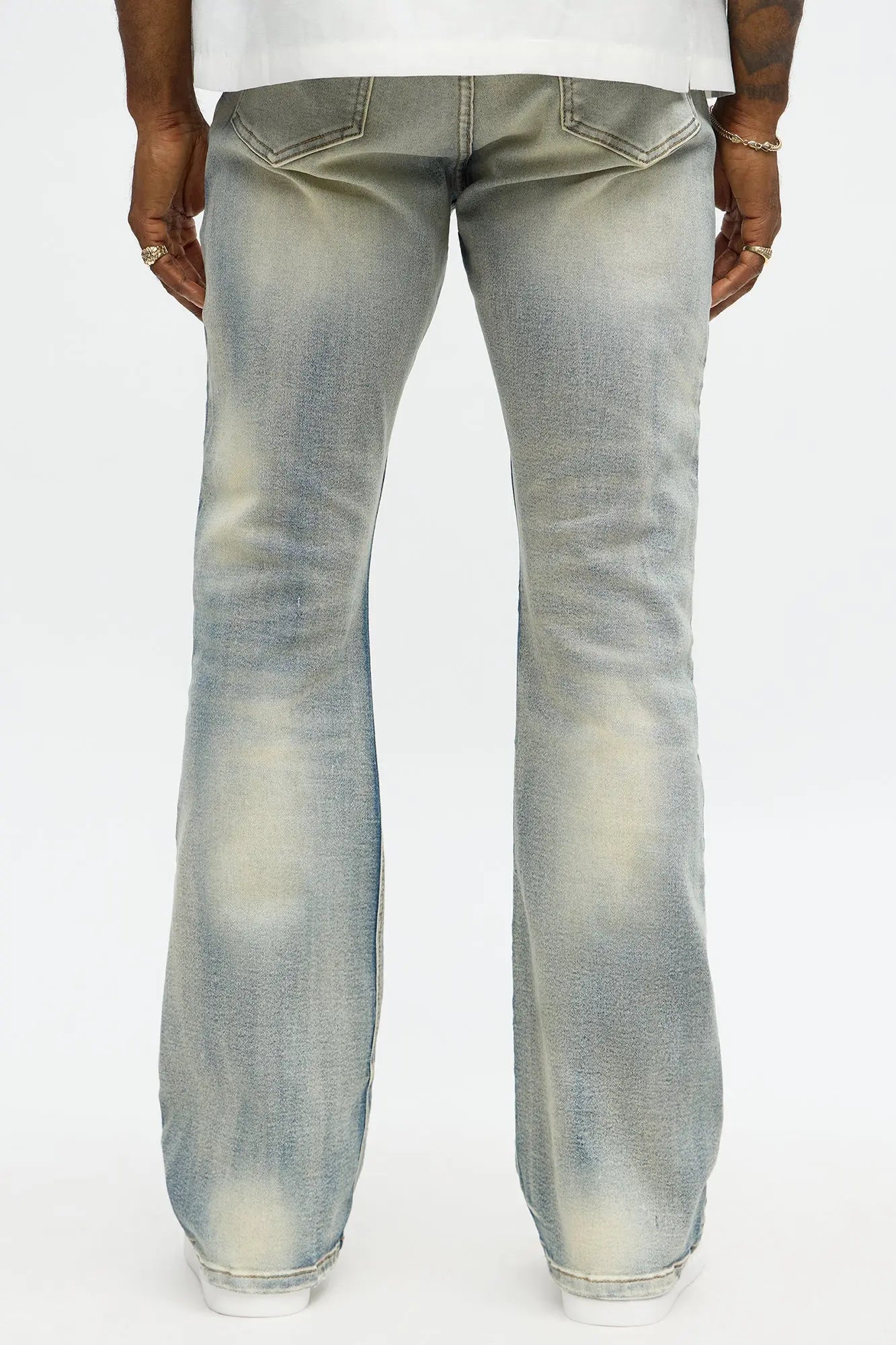 Stacked Skinny Flare Be Brave Be Fearless Embridered Jean - Vintage Blue Wash