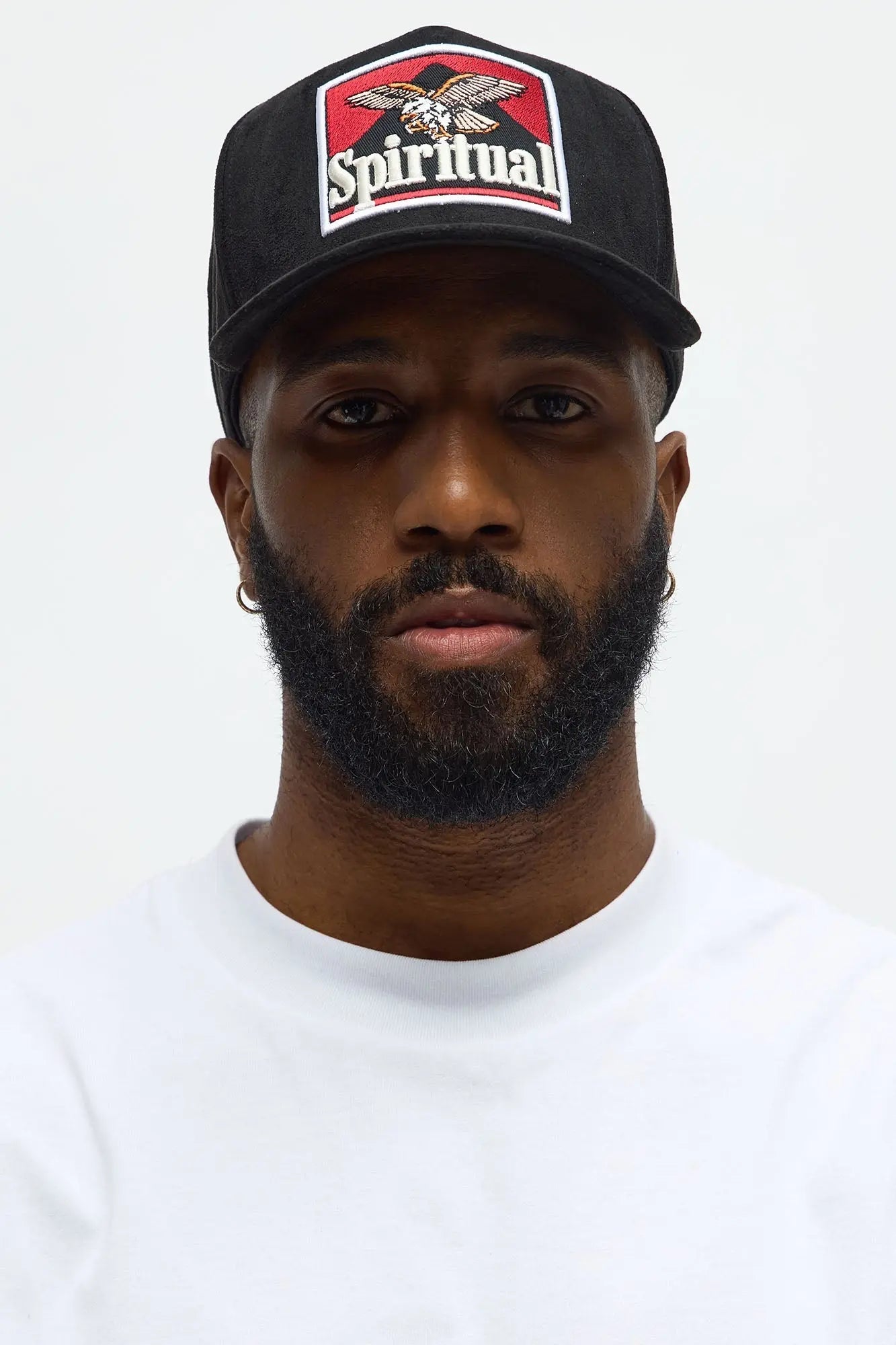 Spiritual Faux Suede Structured Snapback Hat - Black