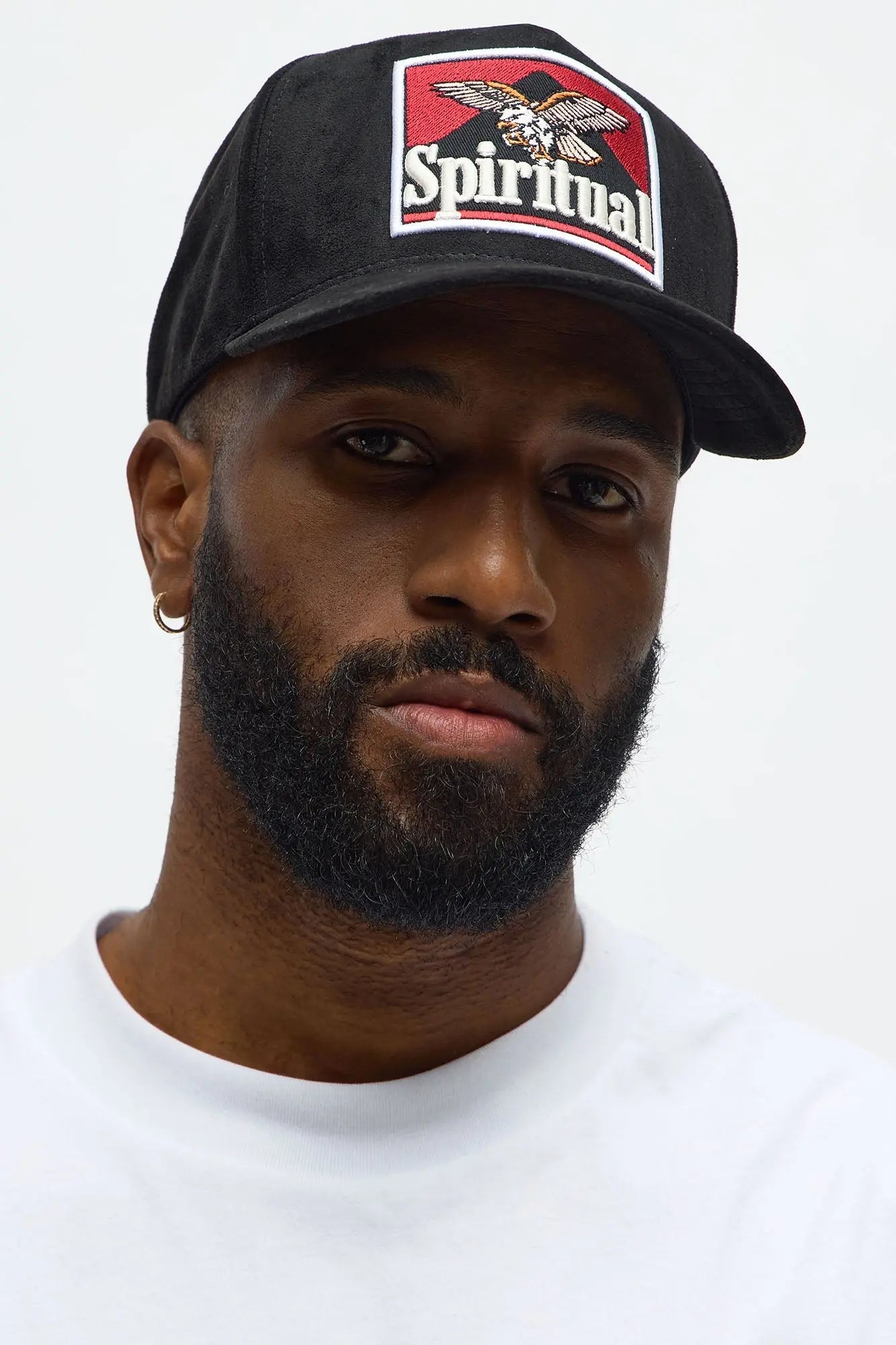 Spiritual Faux Suede Structured Snapback Hat - Black