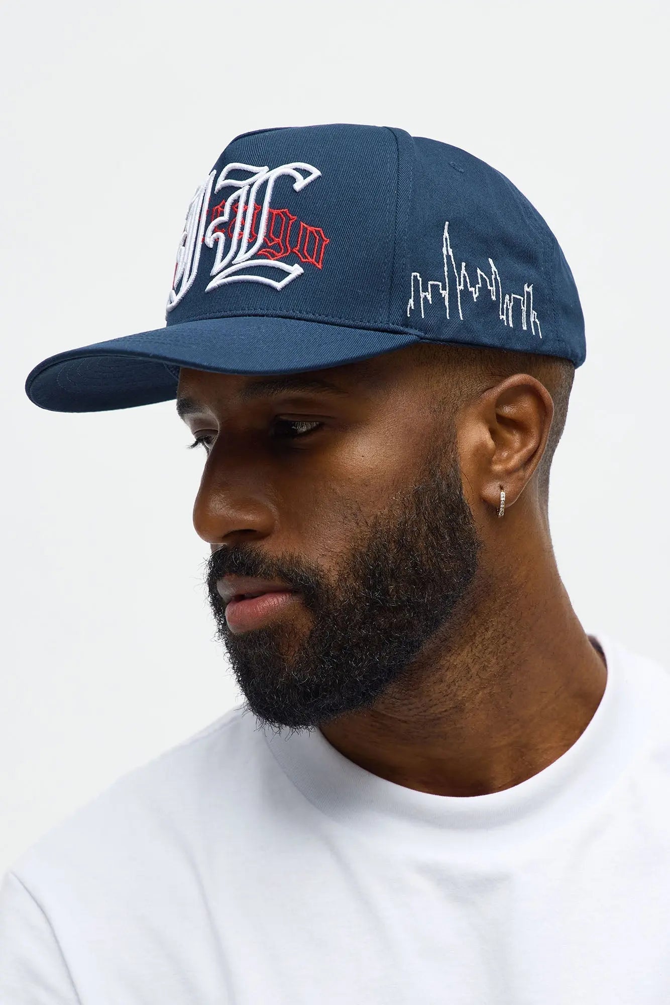 Chicago Embroidered Structured Snapback Hat - Navy