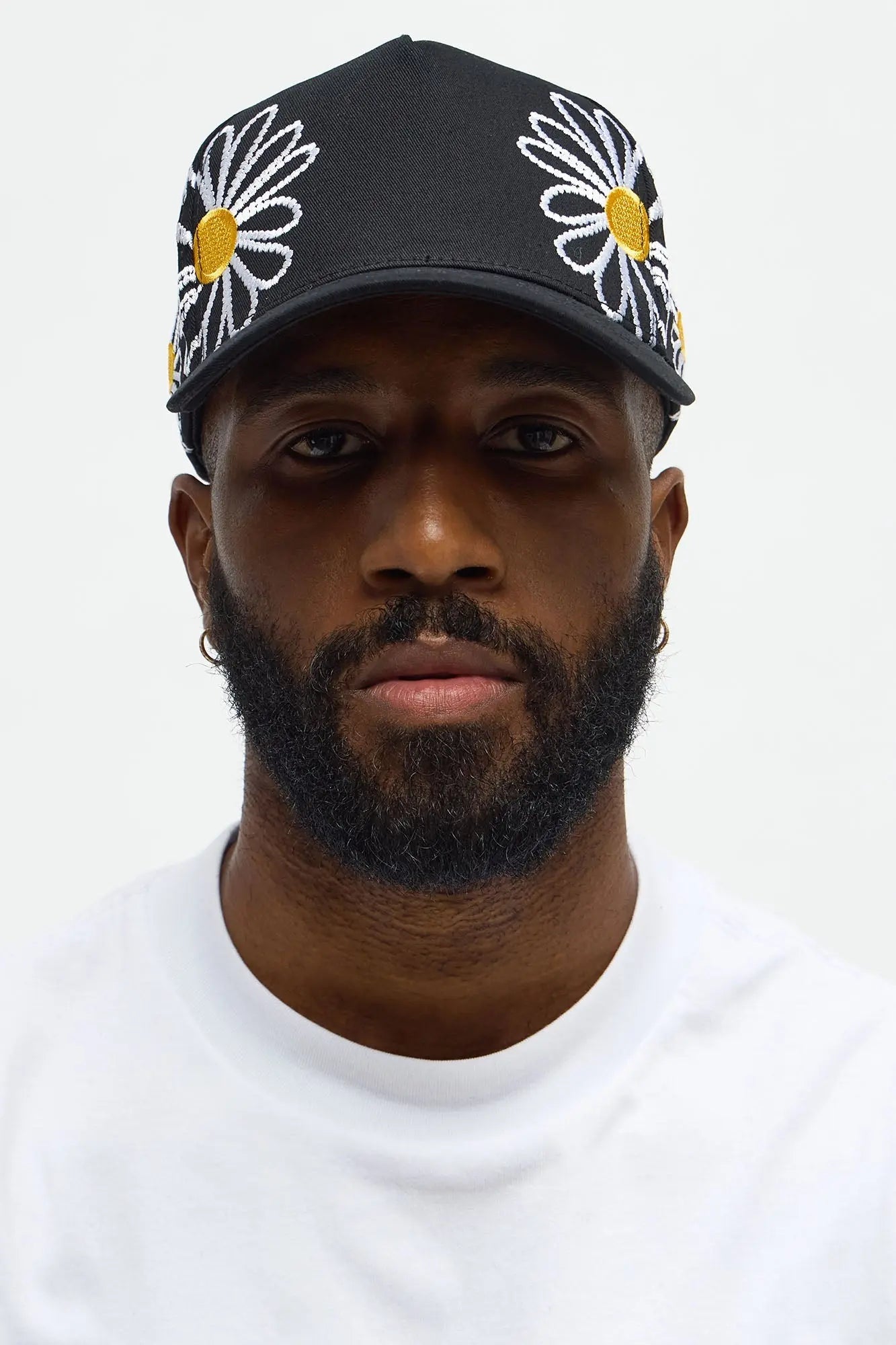 Wild Flower Structured Snapback Hat - Black