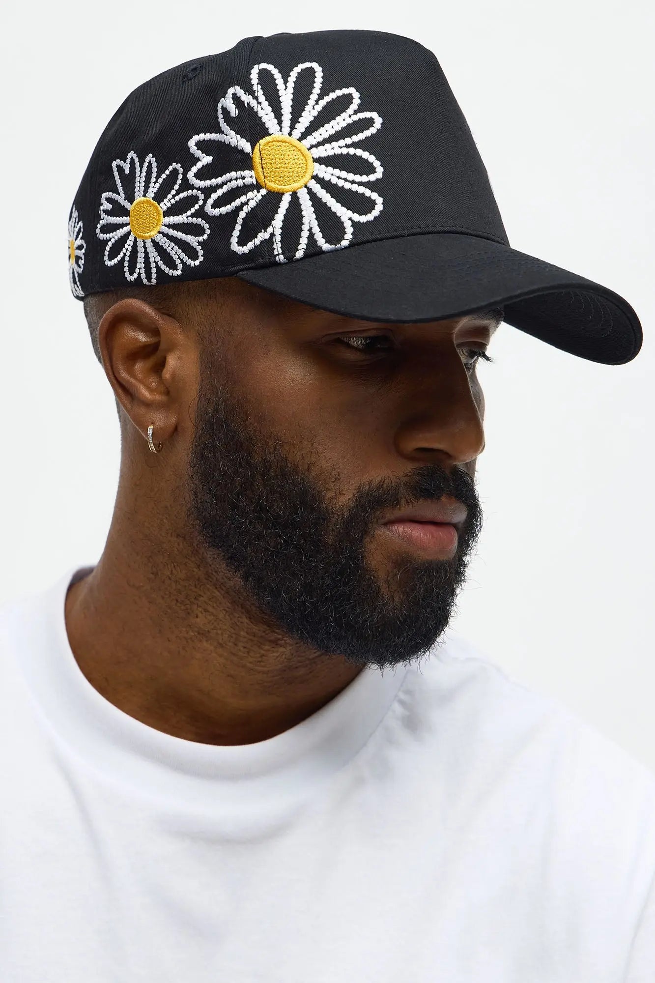 Wild Flower Structured Snapback Hat - Black
