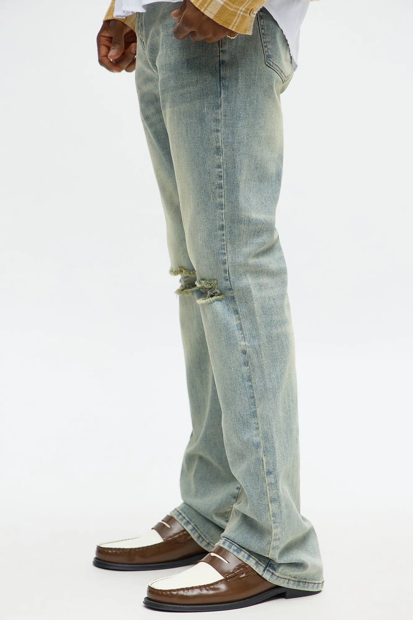 Stacked Skinny Flare Not Too Much Distressed Jean - Medium Wash