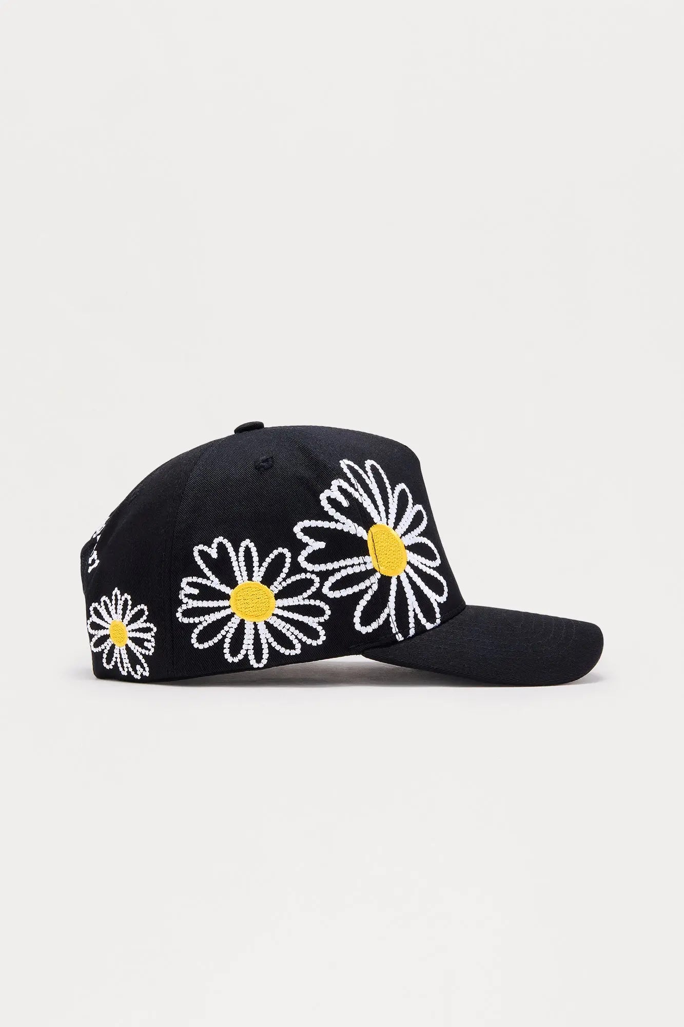 Wild Flower Structured Snapback Hat - Black