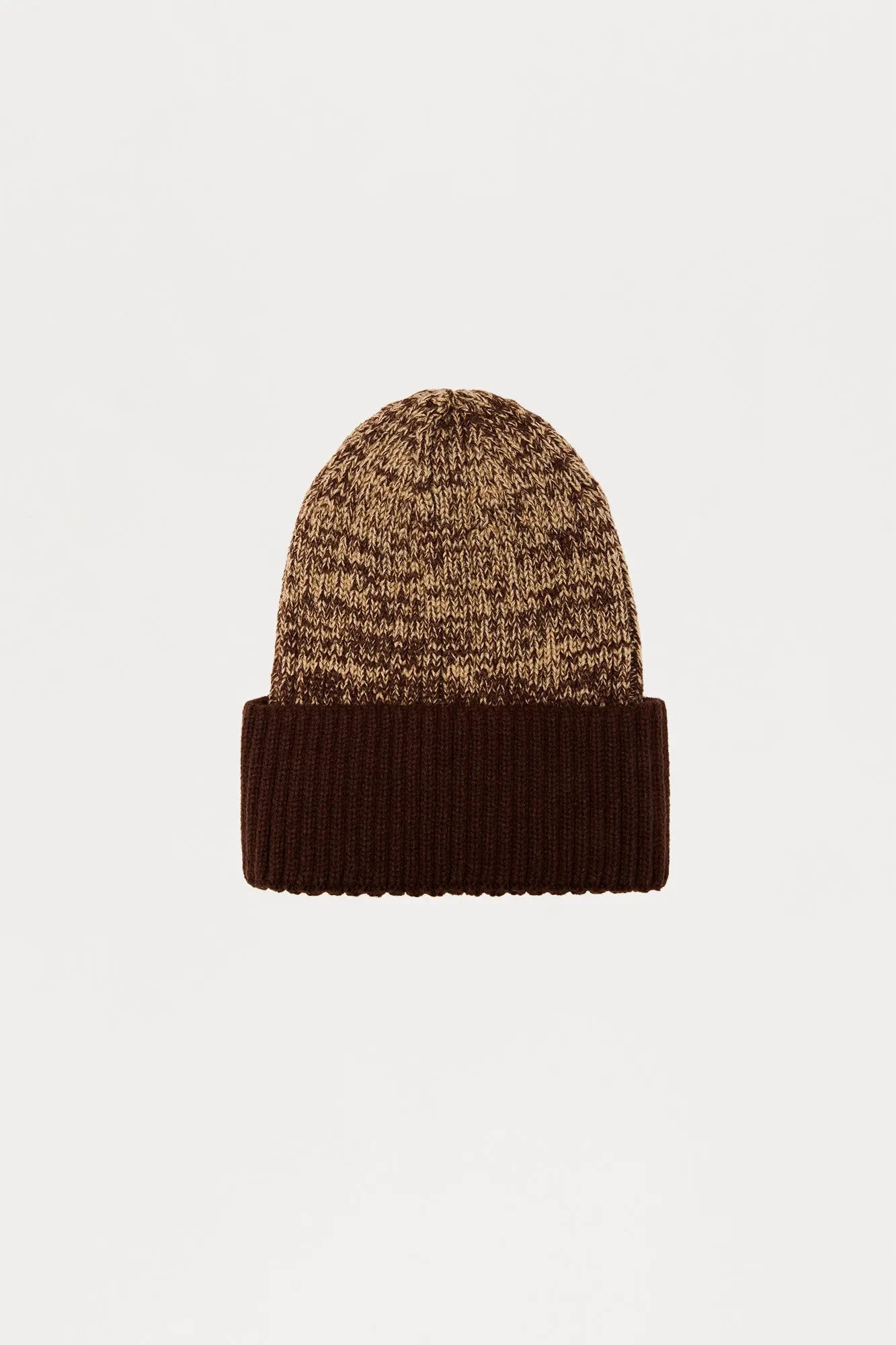 Classic Cable Knit Ribbed Cuff Beanie - Brown