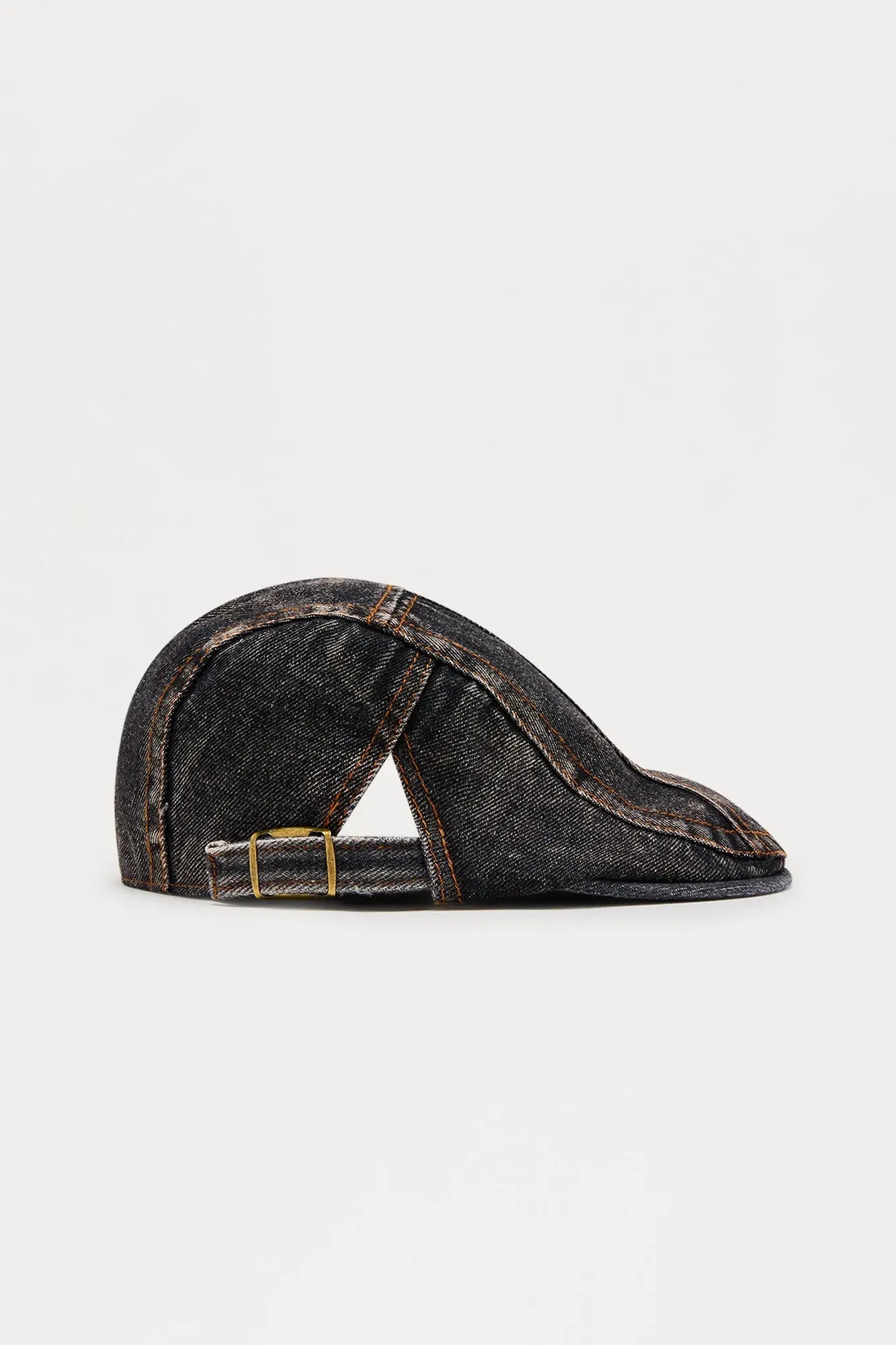 Adjustable Denim Flat Cap - Black Wash