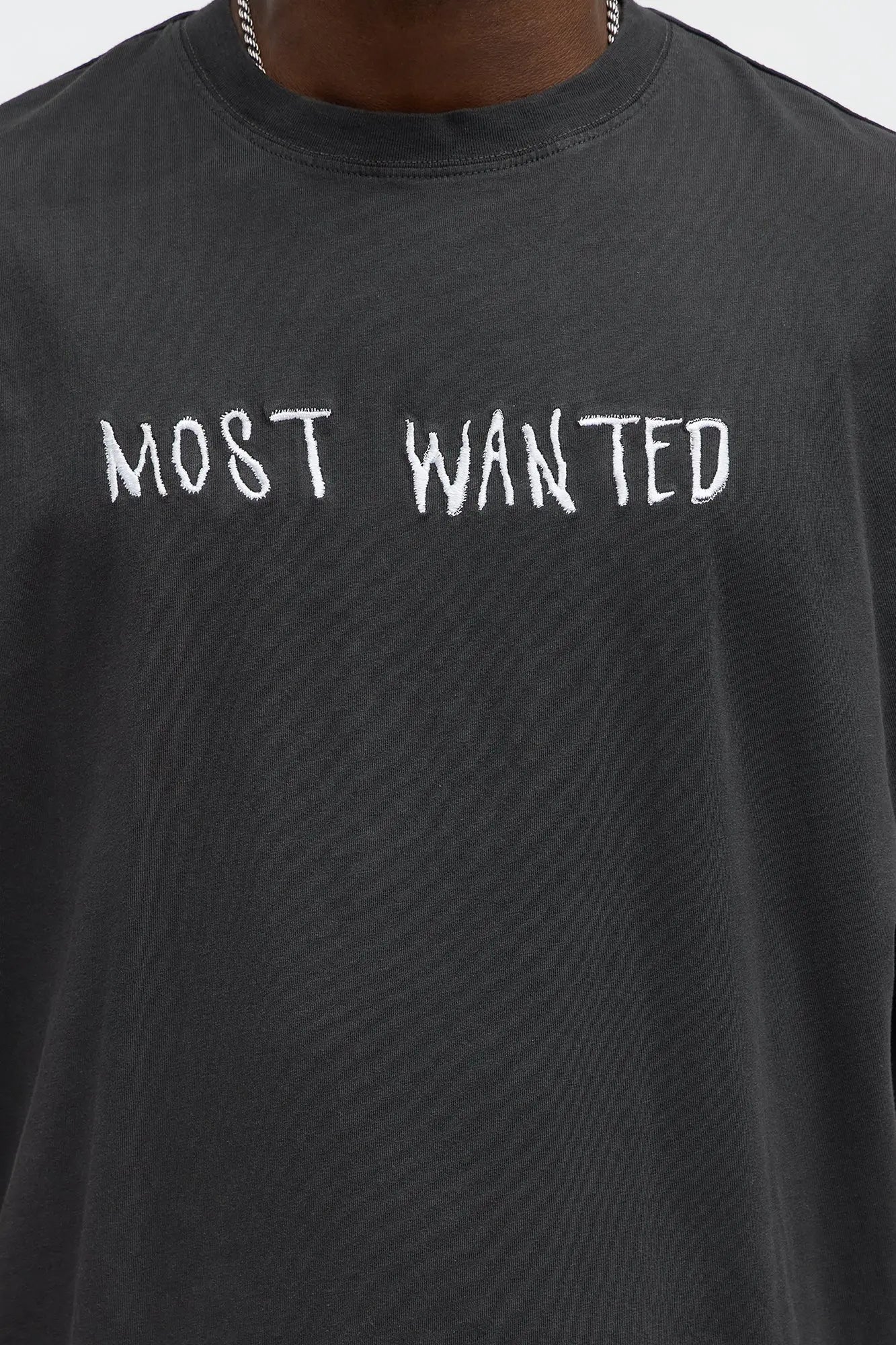 Most Wanted Embroidery Oversized Short Sleeve Tee - Black Wash