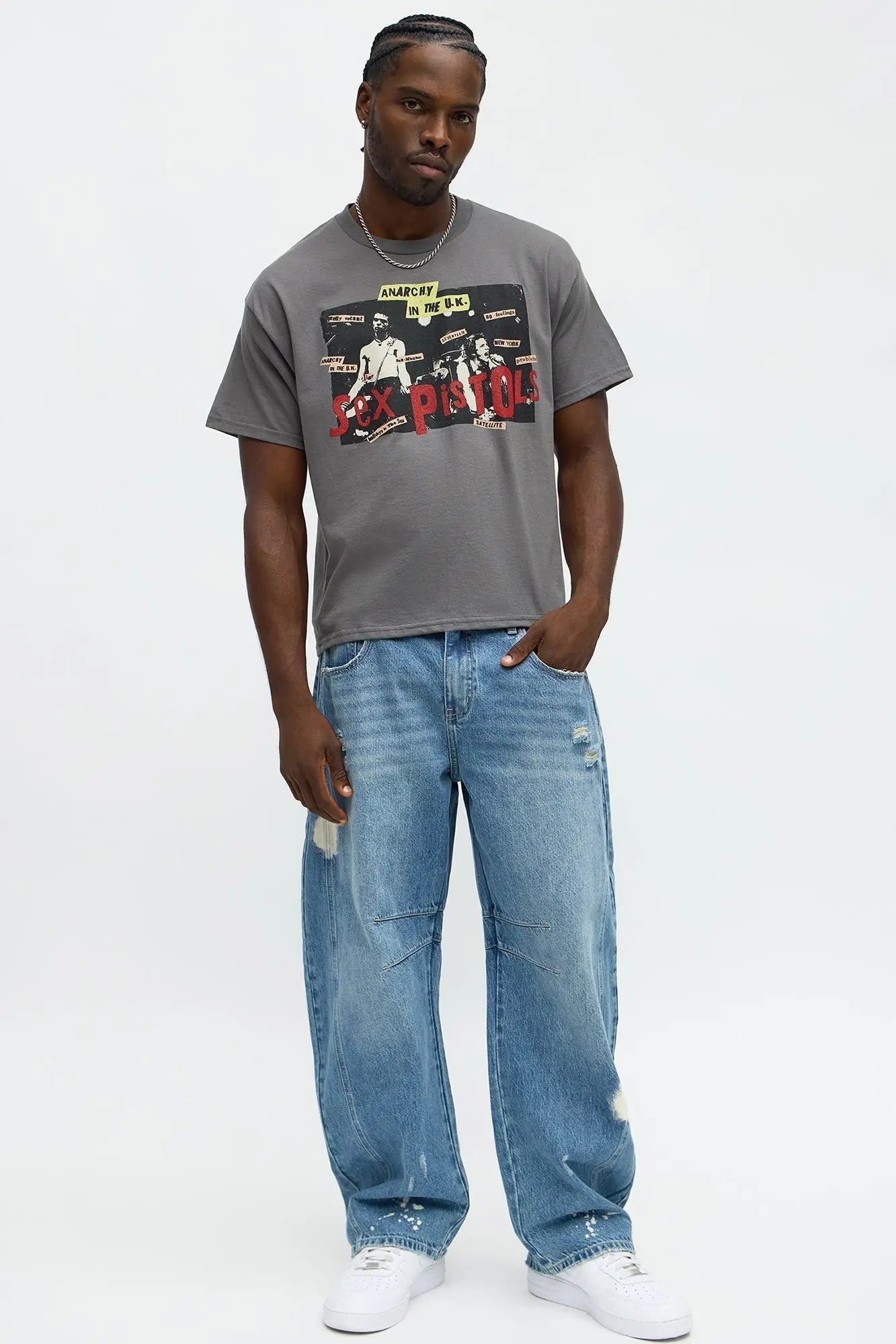 Sex Pistols Anarchy Oversized Short Sleeve Tee - Charcoal
