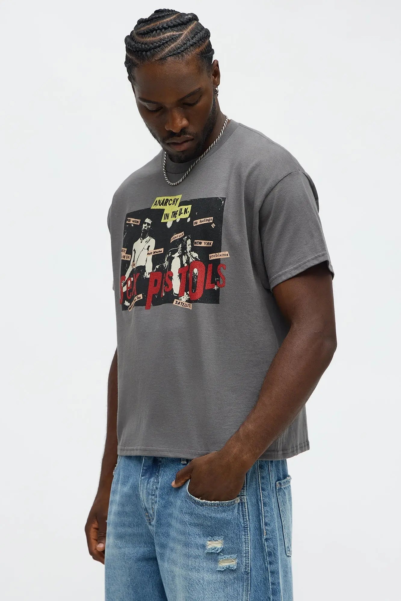 Sex Pistols Anarchy Oversized Short Sleeve Tee - Charcoal