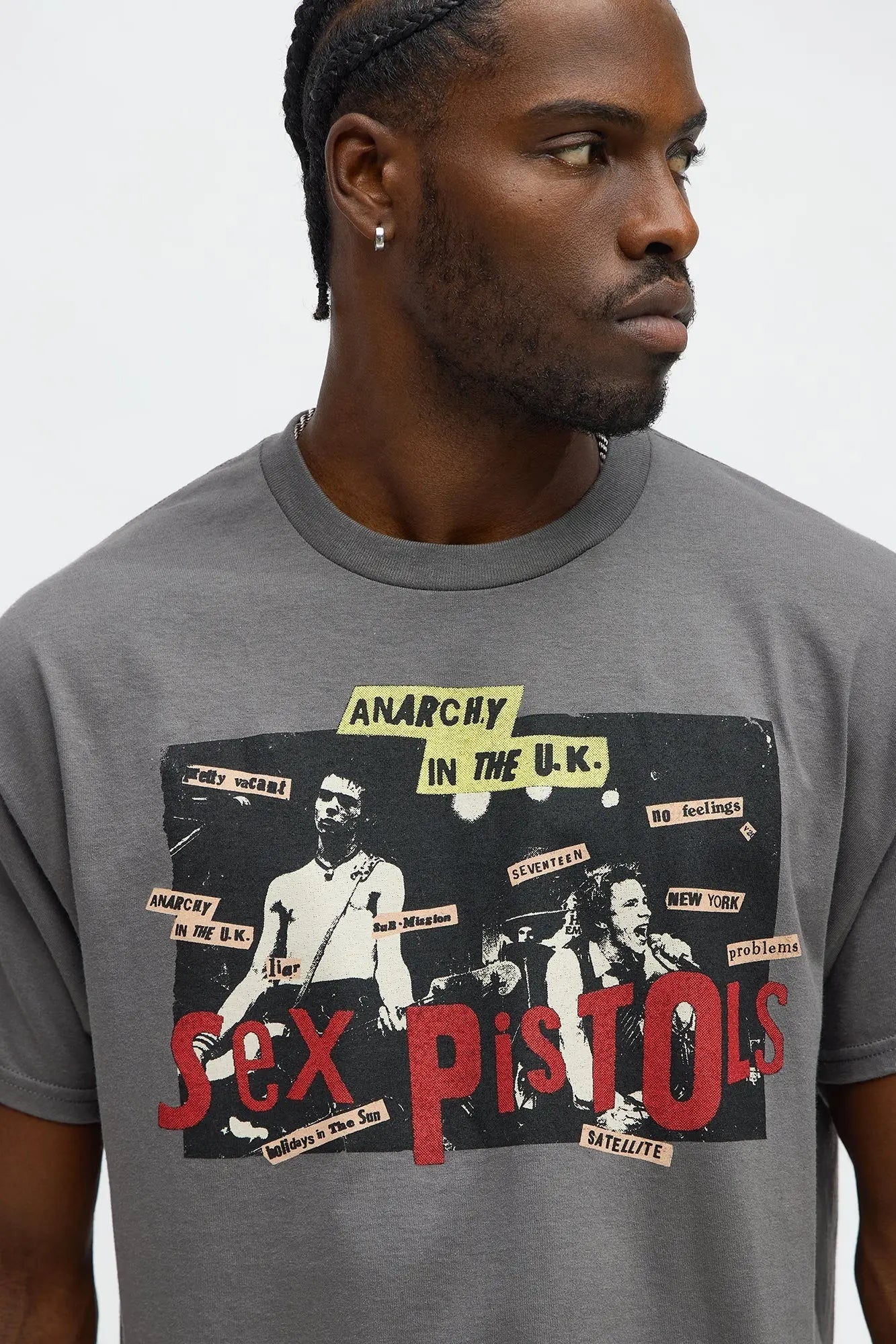 Sex Pistols Anarchy Oversized Short Sleeve Tee - Charcoal